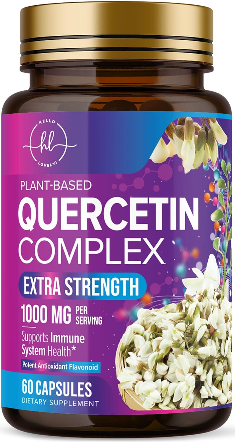 Extra Strength Quercetin 500mg Capsules - Supports Immune & Heart Health - Antioxidant & Respiratory Support - Gluten Free - Non-GMO - 60 Capsules
