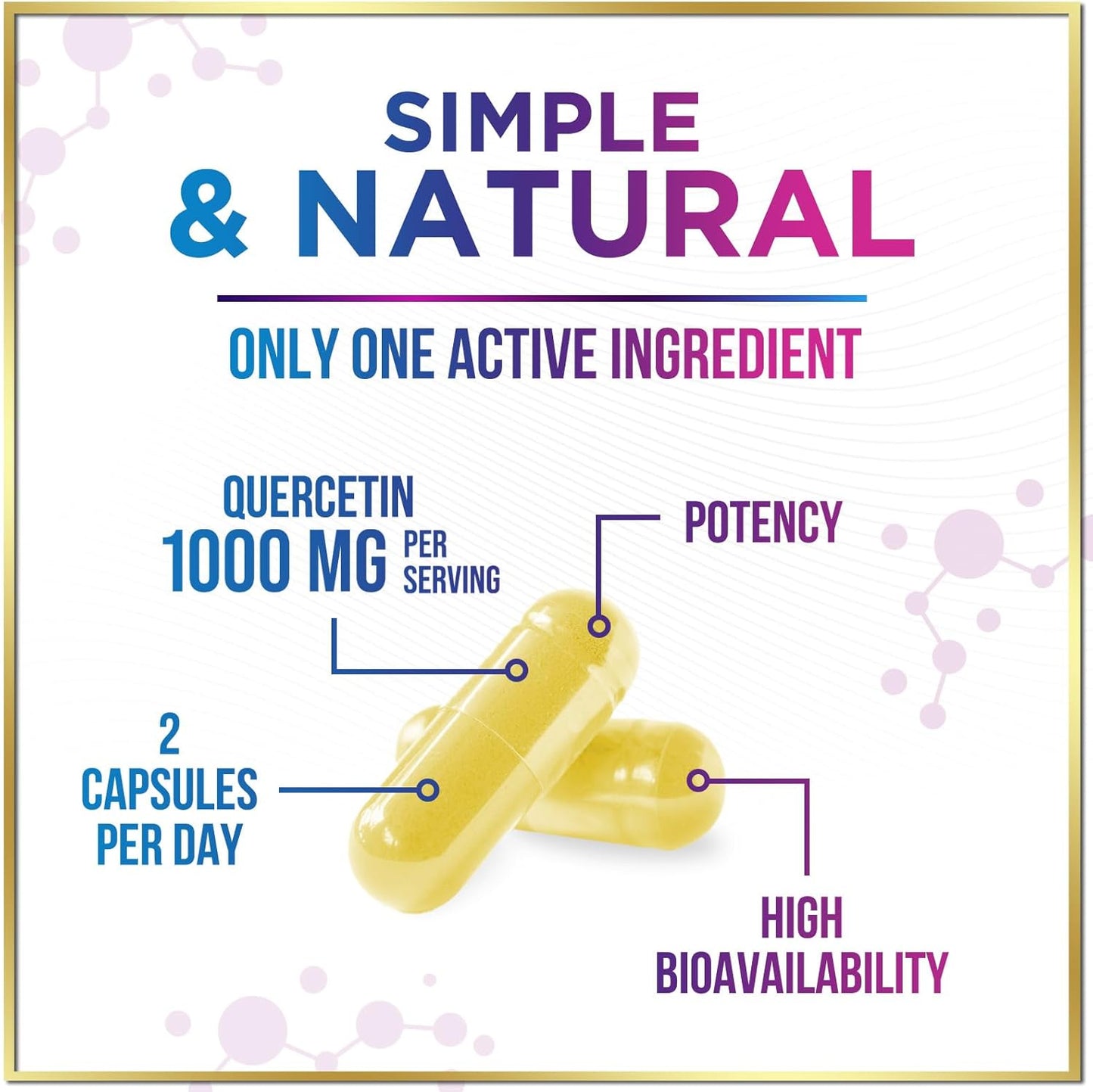Extra Strength Quercetin 500mg Capsules - Supports Immune & Heart Health - Antioxidant & Respiratory Support - Gluten Free - Non-GMO - 60 Capsules