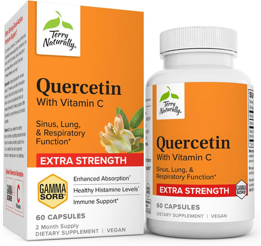 Extra Strength Quercetin with Vitamin C Capsules for Sinus & Lung Health - 60 Servings - Non-GMO & Vegan