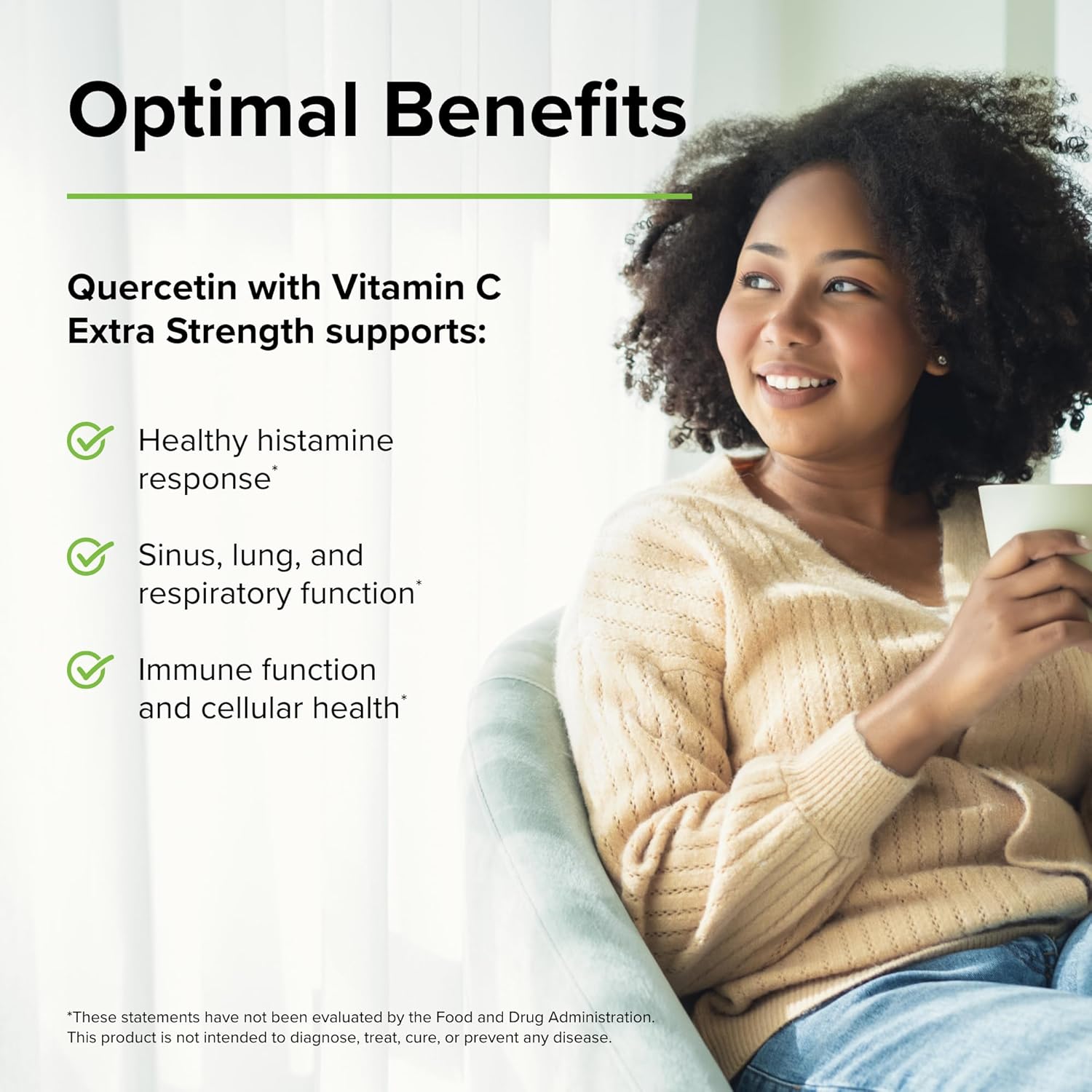 Extra Strength Quercetin with Vitamin C Capsules for Sinus & Lung Health - 60 Servings - Non-GMO & Vegan