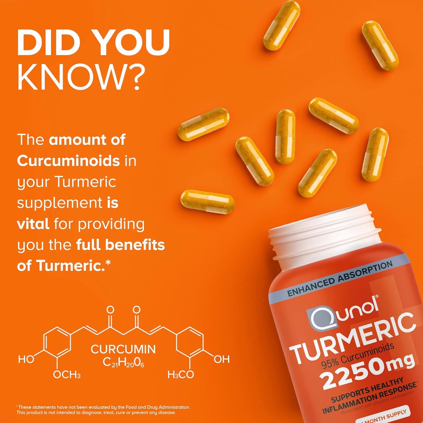 Extra Strength Qunol Turmeric Curcumin with Black Pepper - 2250mg Extract, 95% Curcuminoids, Joint Support, Enhanced Absorption - 150 Capsules