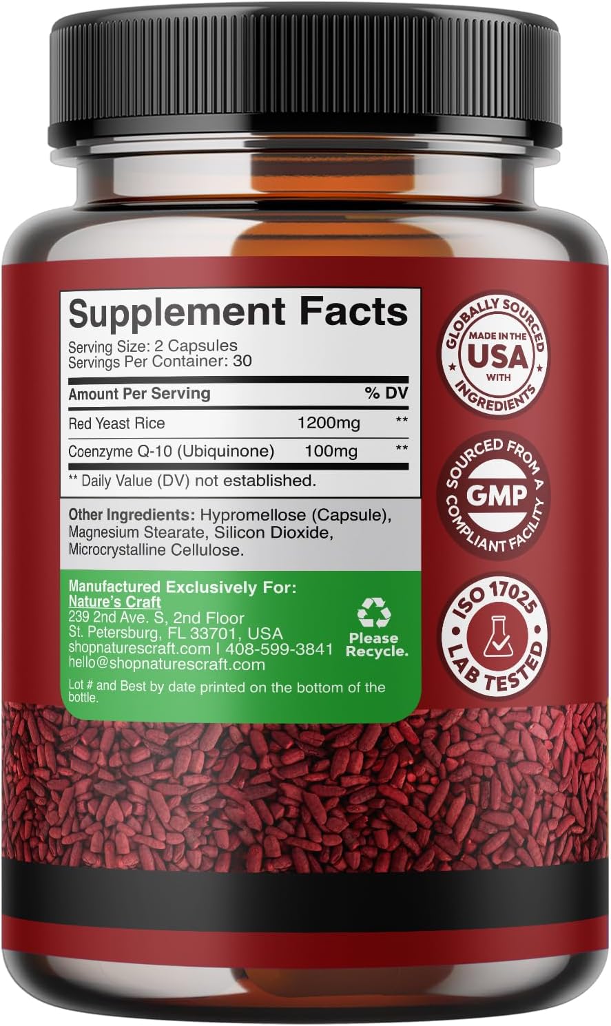 Extra Strength Red Yeast Rice with CoQ10 - Heart Health Supplement (1 Month Supply)