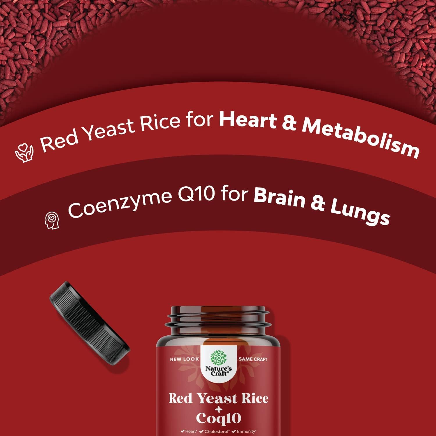 Extra Strength Red Yeast Rice with CoQ10 1200mg - Heart Health Supplement Vegan Non-GMO (2 Months)
