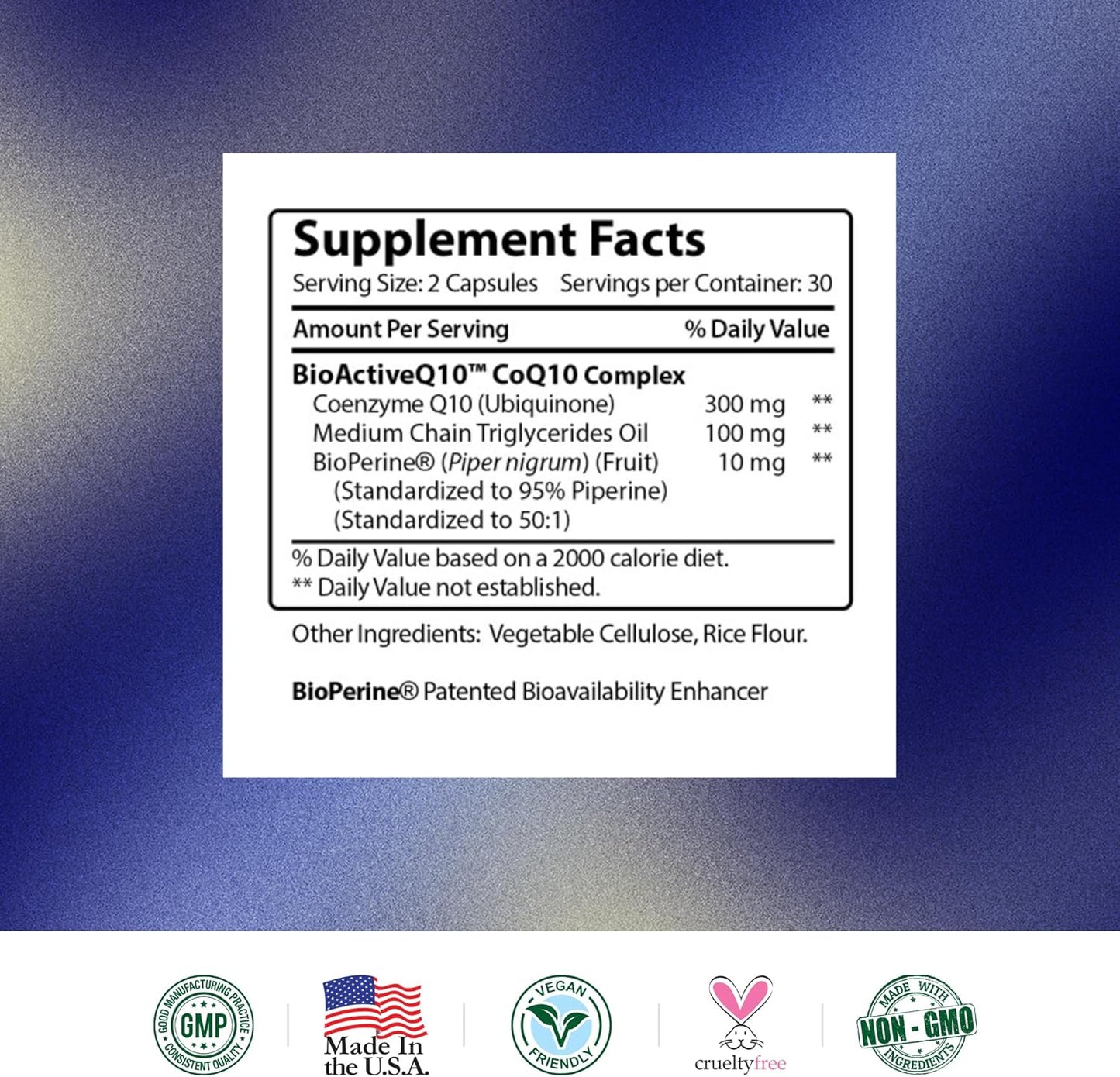 Extra Strength Research Verified CoQ10 300mg - Enhanced Absorption with Bioperine - Boost Antioxidant Levels - Improve Cardiovascular Health - 60 Vegan Capsules