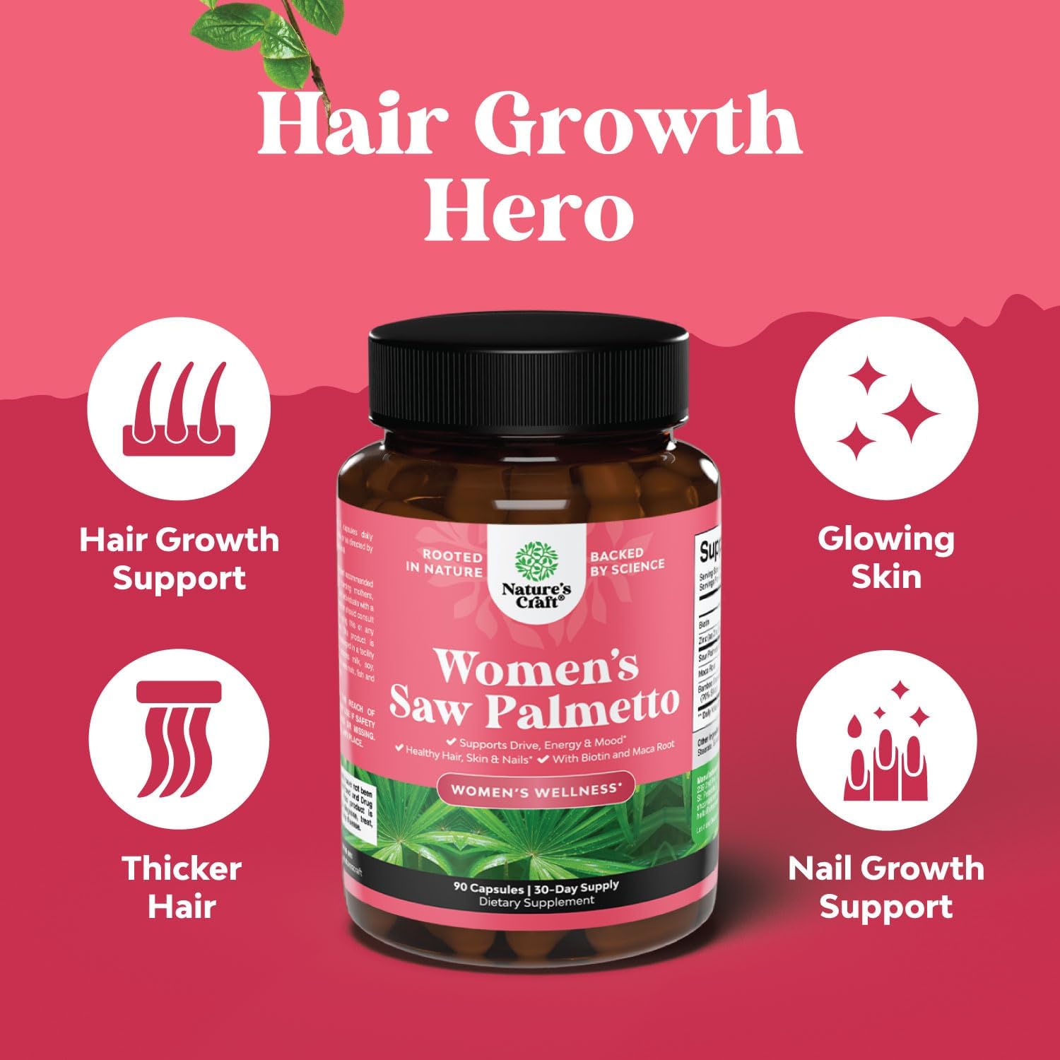 Extra Strength Saw Palmetto and Pure Selenium Bundle - Hair Vitamins for Women - Thyroid Support Supplement - Antioxidant Immune Booster