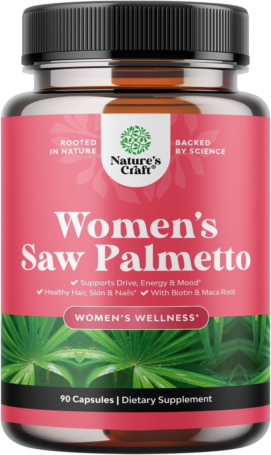Extra Strength Saw Palmetto for Women - DHT Blocker 30-Day Supply - Hair Loss Support with Maca Root & Biotin - 90 Capsules