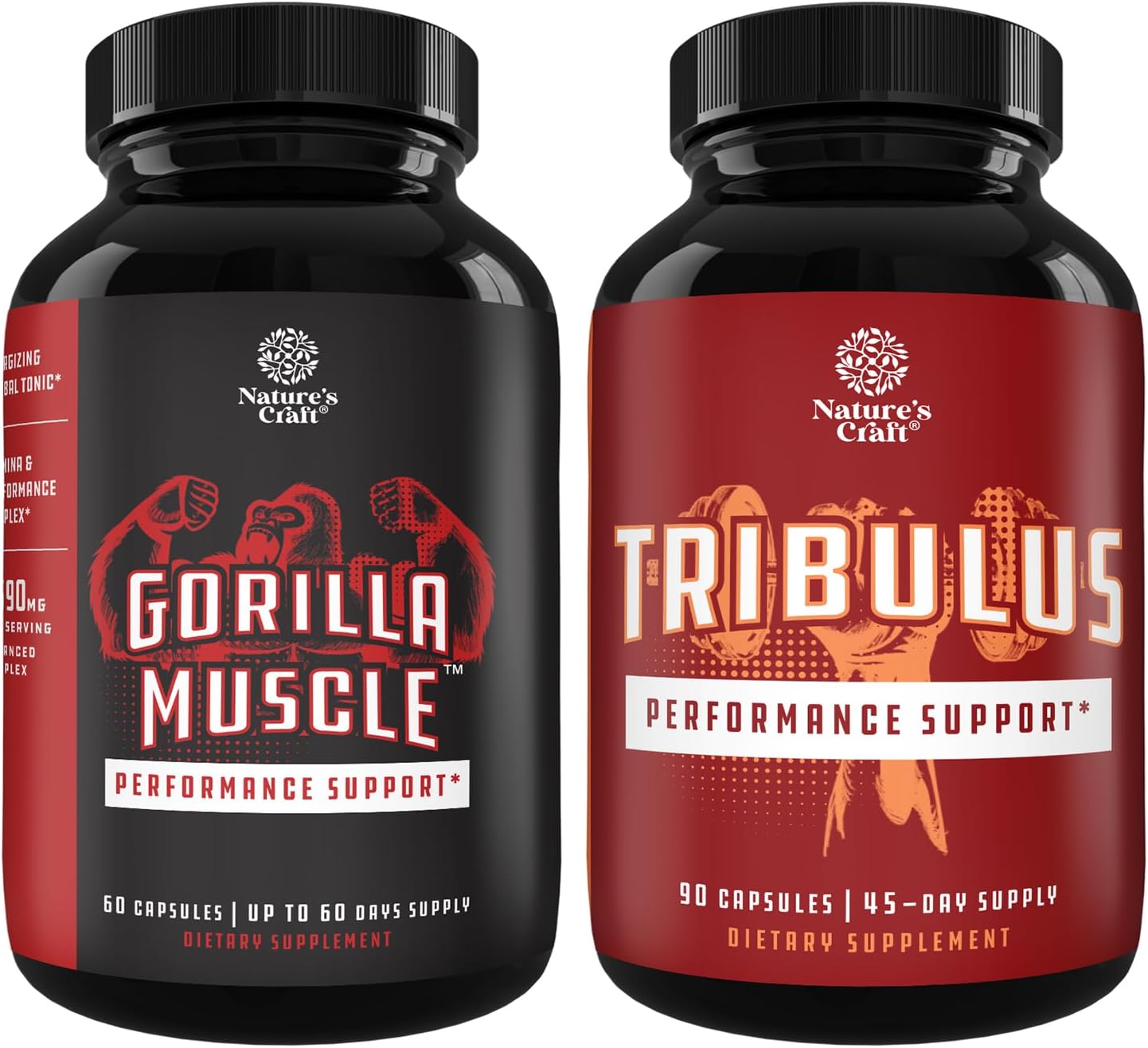 Extra Strength Test Booster and Tribulus Terrestris Extract Bundle - Natural Energy Supplement with Horny Goat Weed for Men and Women