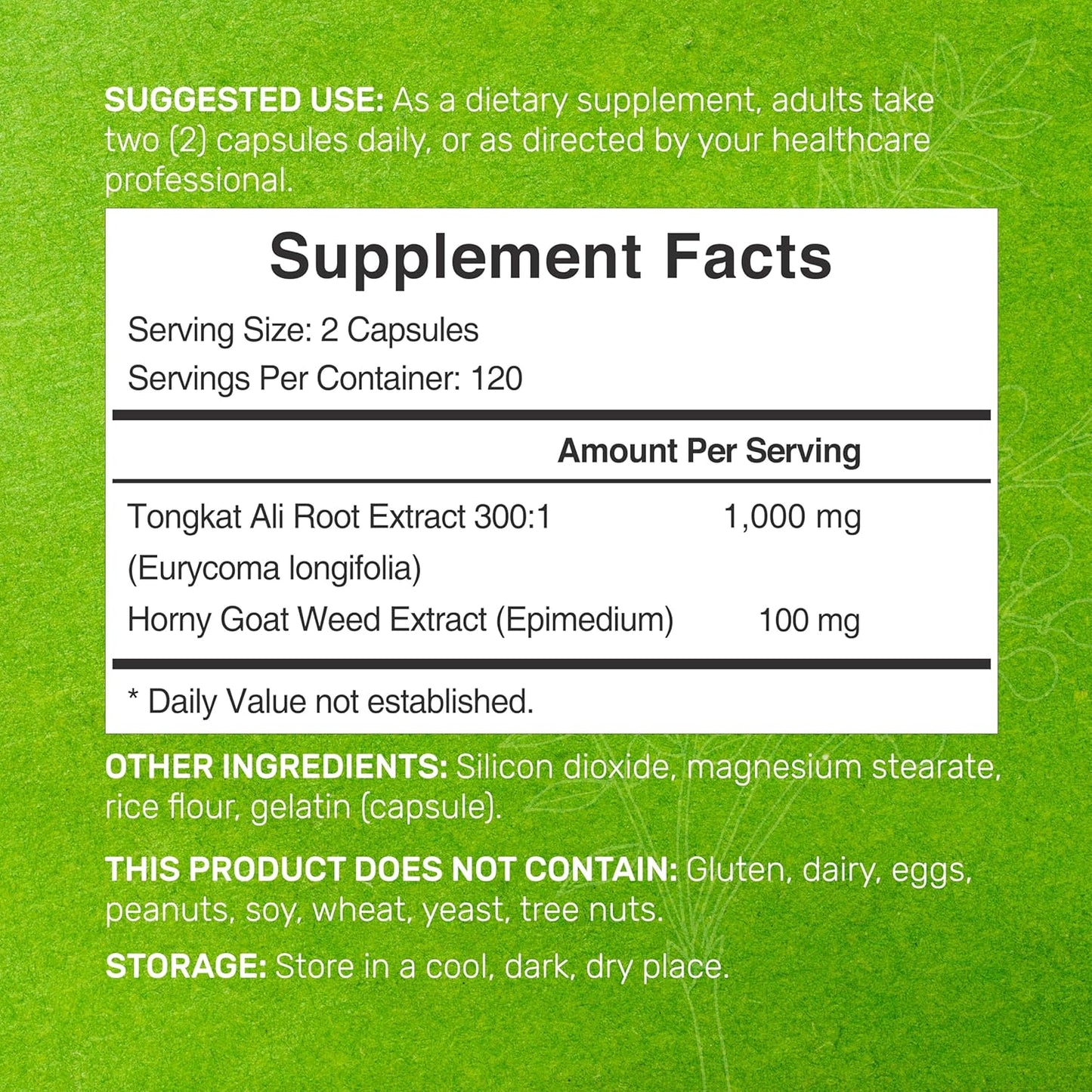Extra Strength Tongkat Ali Extract 300:1 with Horny Goat Weed - 1,100mg, 240 Capsules - Indonesian Longjack Eurycoma Longifolia Root - Herbal Energy Supplement