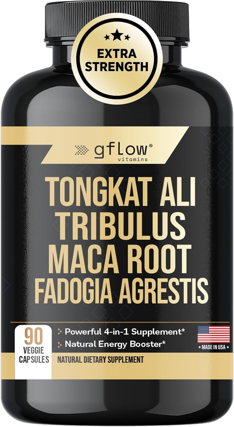 Extra Strength Tongkat Ali Extract Capsules with Tribulus Terrestris, Maca Root, and Fadogia Agrestis - Stamina, Energy, Vitality, and Mood Support - Third Party Tested - Vegan Formula - Made in USA
