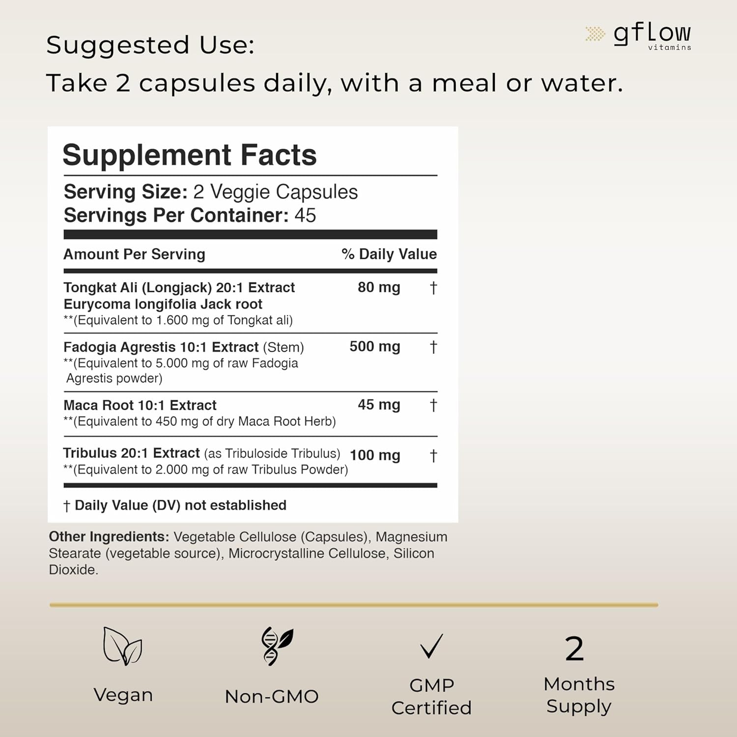 Extra Strength Tongkat Ali Extract Capsules with Tribulus Terrestris, Maca Root, and Fadogia Agrestis - Stamina, Energy, Vitality, and Mood Support - Third Party Tested - Vegan Formula - Made in USA