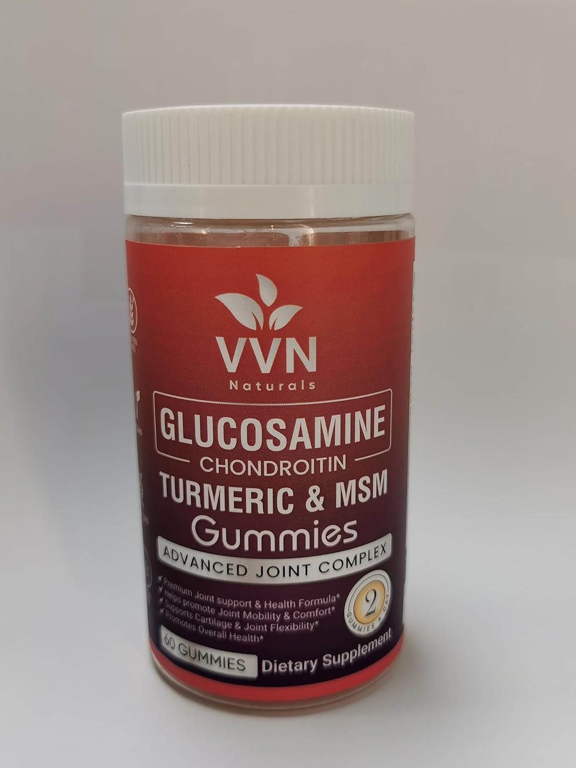 Extra Strength Vegan Glucosamine Chondroitin Gummies with MSM, Boswellia, Turmeric & Hyaluronic Acid | Sugar-Free Joint Support Gummies | 60 ct