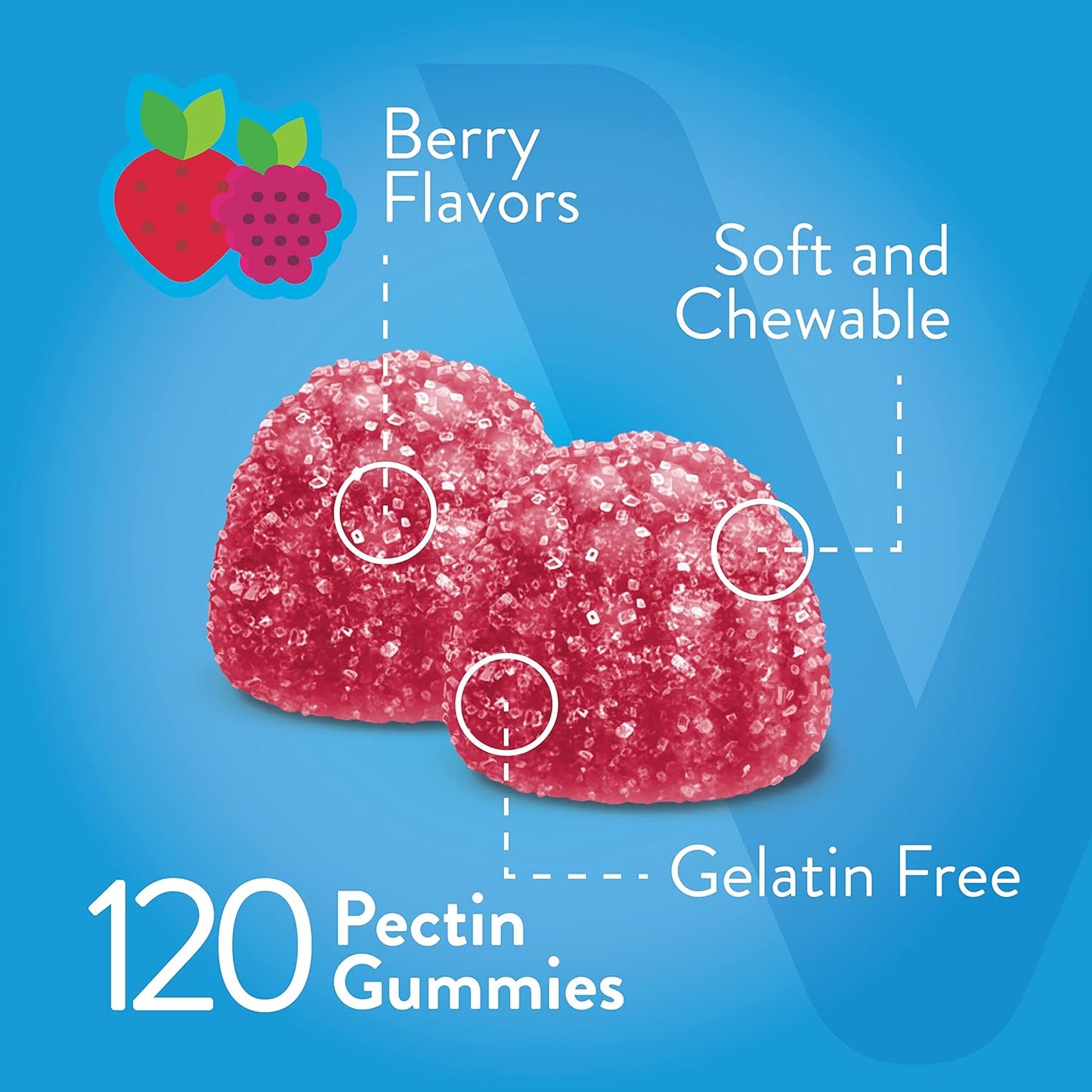 Extra Strength Vitamin D3 Gummies for Adults & Teens - 3,000 IU, 75mcg - Joint & Muscle Health, Immune Boost - Vegetarian Berry Flavored Gummy