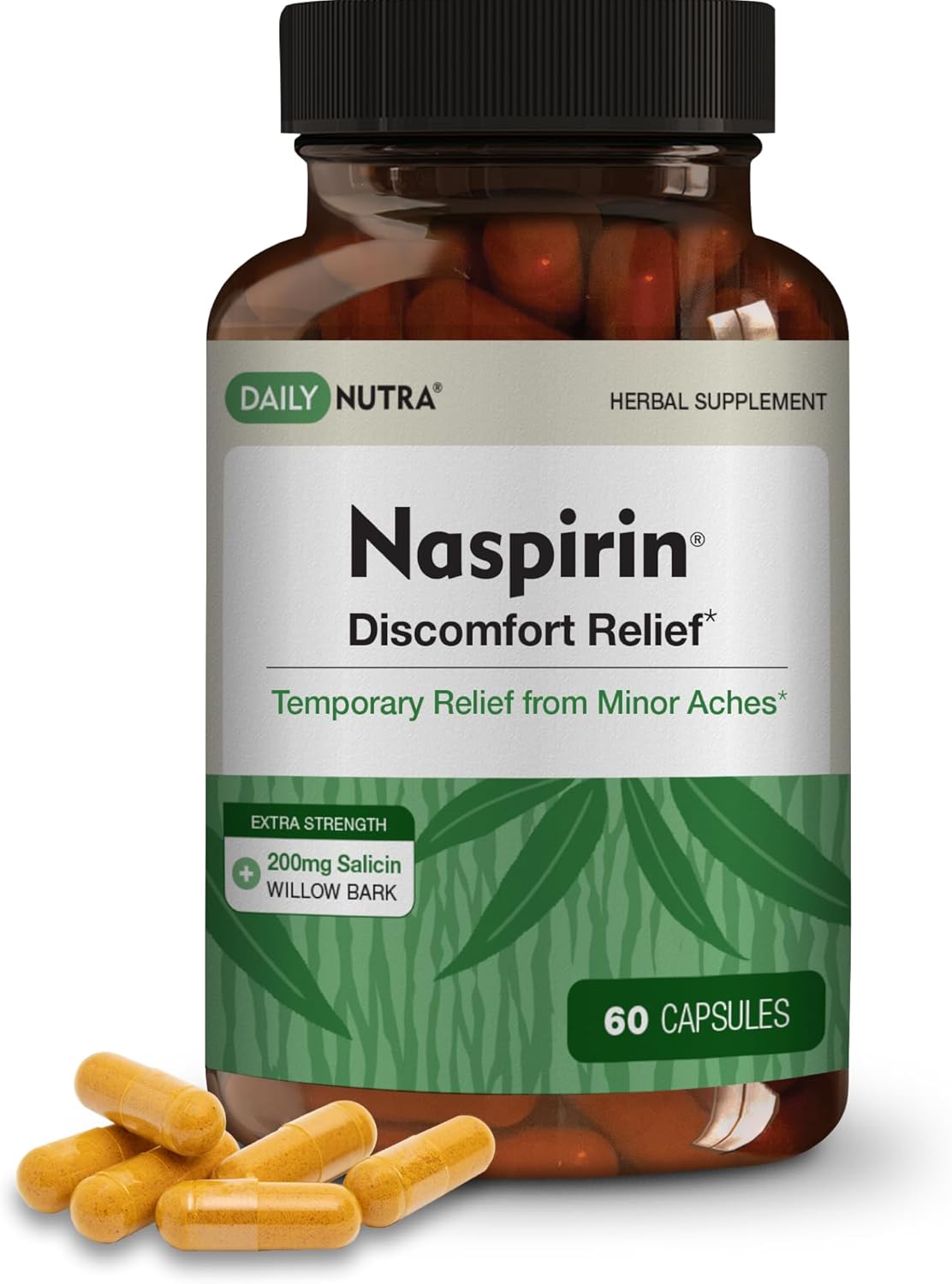 Extra Strength White Willow Bark Supplement with Turmeric & Boswellia for Head, Back, Shoulder, Neck, Knees, & Joints - 60 Capsules