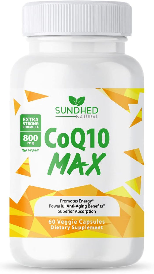 Extra Strong 800mg CoQ10 Supplement - Powerful Antioxidant Formula with Coenzyme Q10 - 60 Capsules, 1 Month Supply