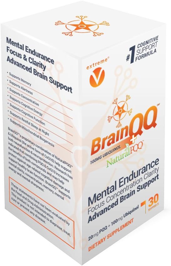 Extreme V, Inc BrainQQ: High Absorption Nootropic Formula for Concentration, Focus, and Memory Peak Performance - Ubiquinol (QH) and Natural PQQ Included