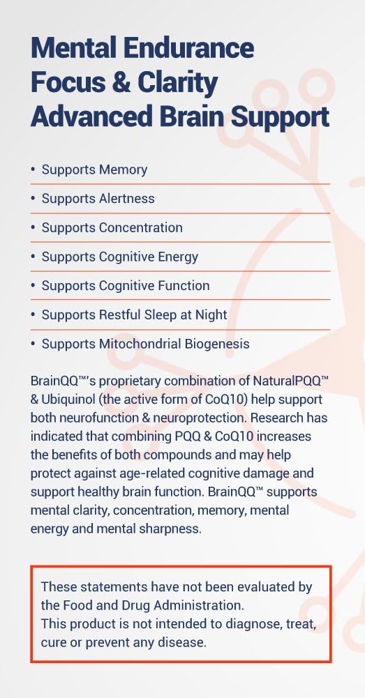 Extreme V, Inc BrainQQ: High Absorption Nootropic Formula for Concentration, Focus, and Memory Peak Performance - Ubiquinol (QH) and Natural PQQ Included