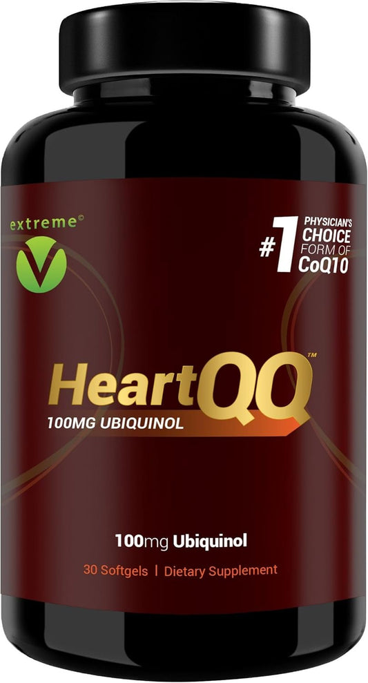 Extreme V, Inc HeartQQ High Absorption Ubiquinol (QH) - 100mg Vegetarian Softgels - Active CoQ10 with 300% Greater Absorption