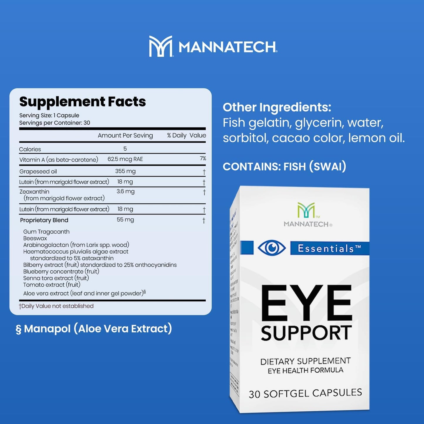 Eye Care Supplement with Lutein & Zeaxanthin for General Eye Health - 30 Softgels