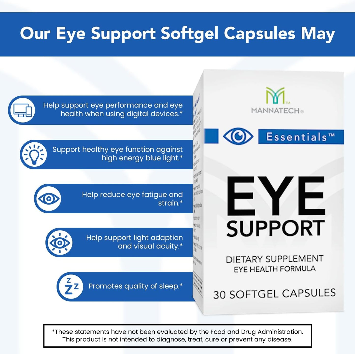 Eye Care Supplement with Lutein & Zeaxanthin for General Eye Health - 30 Softgels