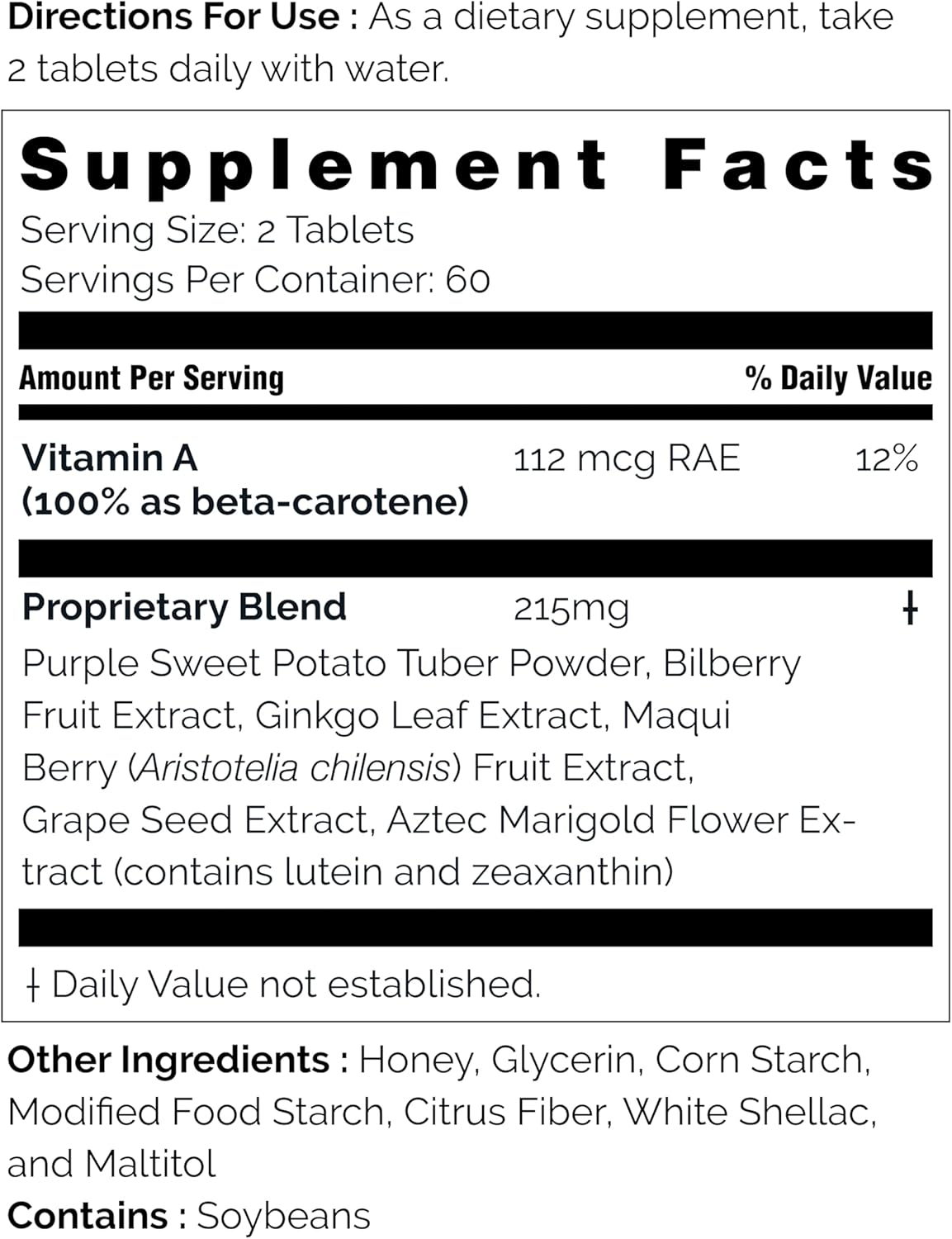 Eye Clear: Blueberry & Ginkgo Vision Supplements for Adults - 120 Tablets