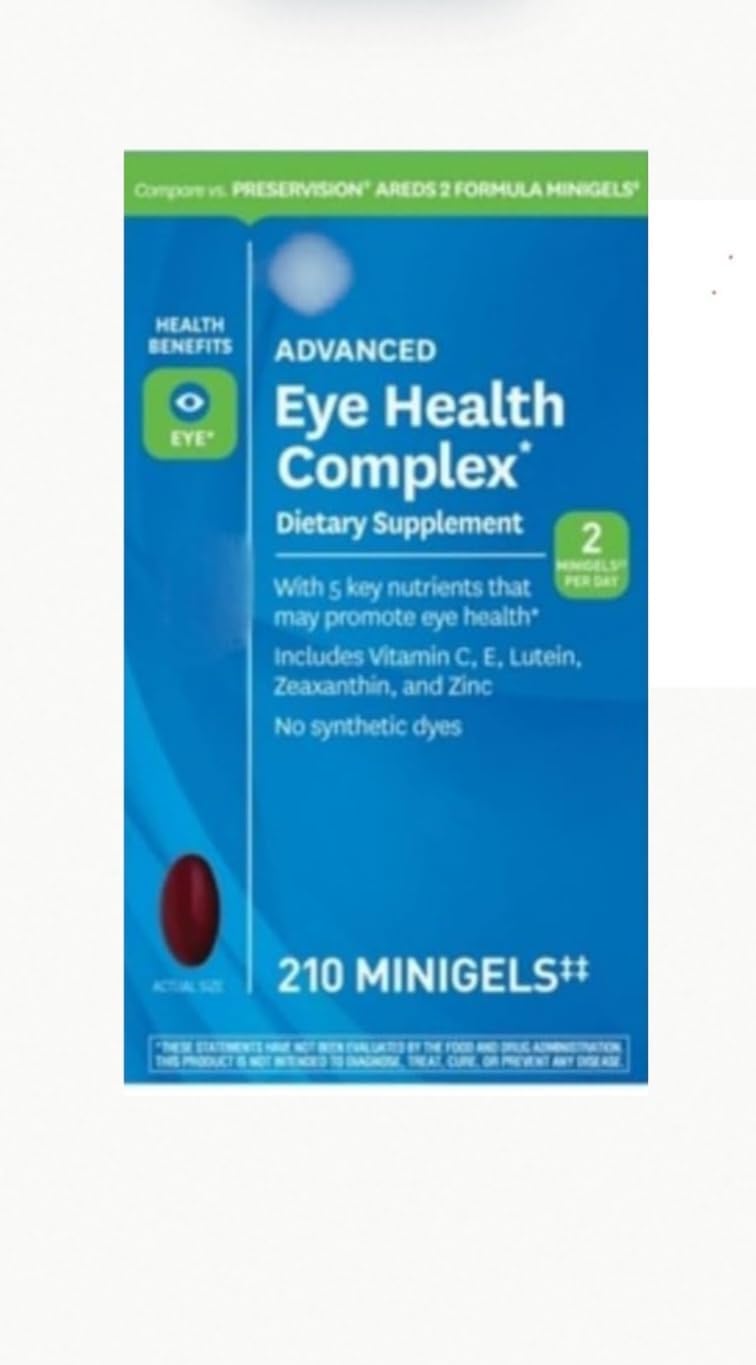 Eye Health Complex Supplement with Lutein, Vitamin C, Zeaxanthin, Zinc & Vitamin E - Advanced Formula in Mini Softgels
