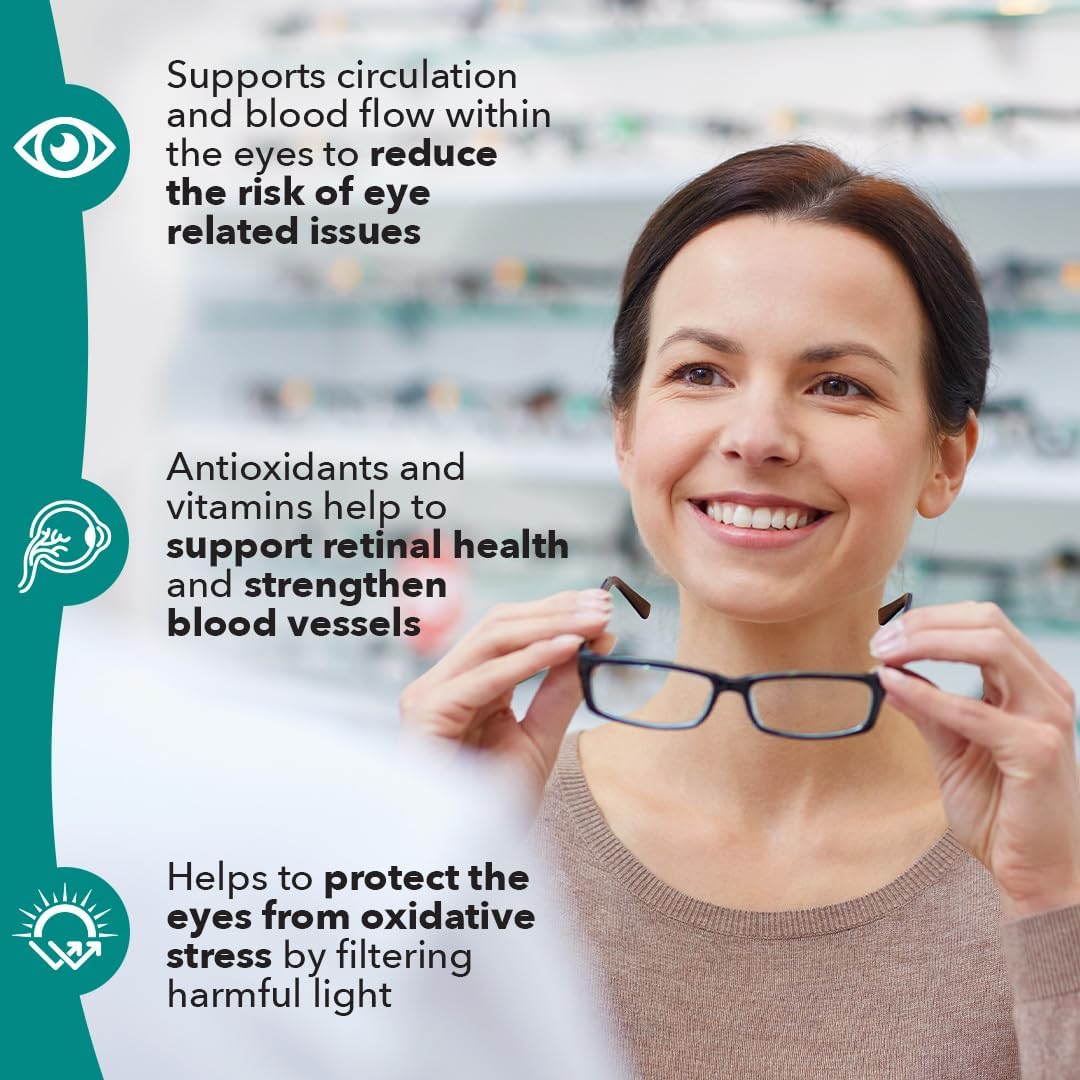 Eye Health & Vision Support Supplement - Carrot Root, Bilberry, Ginkgo Biloba, Lutein, Zeaxanthin, & More - 60 Capsules