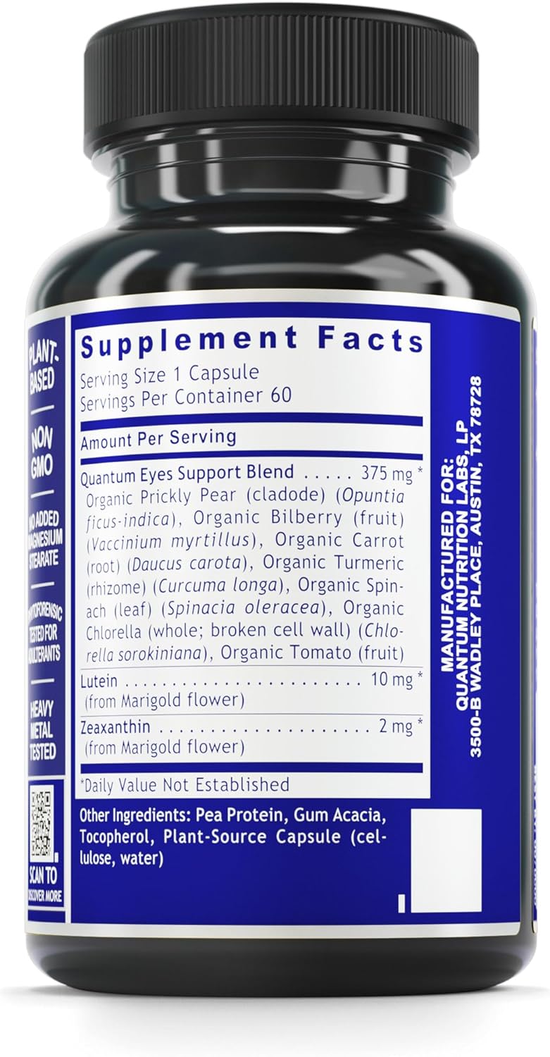 Eye Health Vitamins with Lutein and Zeaxanthin for Adults and Seniors - Supports Macular Health - 60 Vegetarian Capsules by Quantum Nutrition Labs