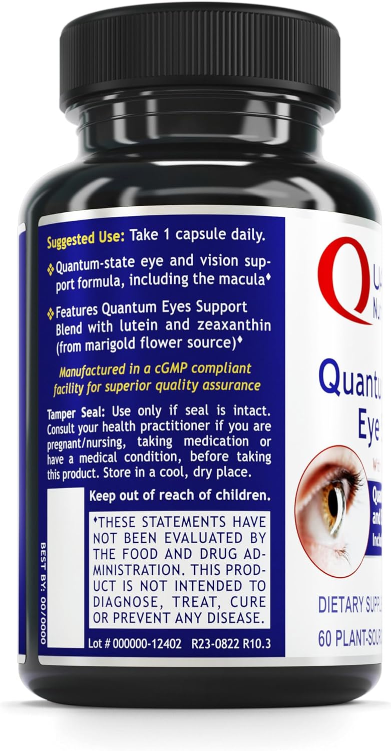 Eye Health Vitamins with Lutein and Zeaxanthin for Adults and Seniors - Supports Macular Health - 60 Vegetarian Capsules by Quantum Nutrition Labs