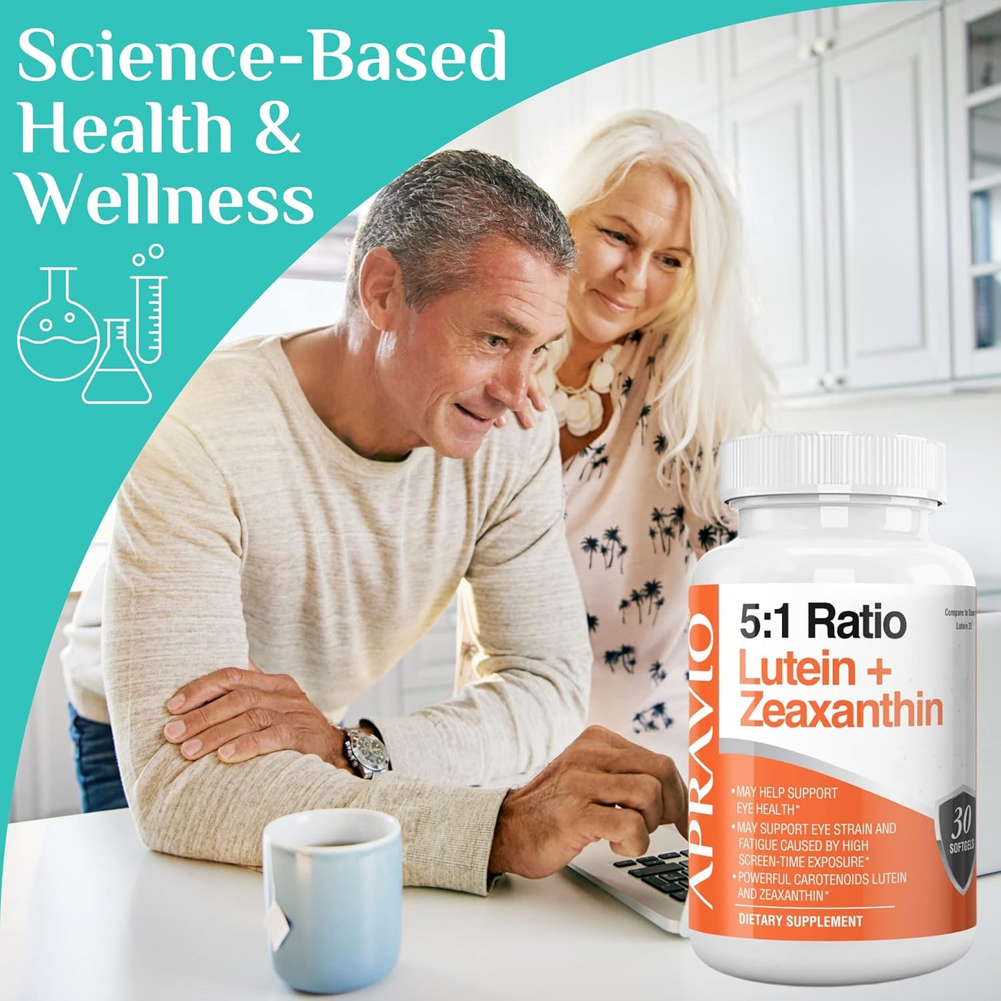 Eye Health Vitamins with Lutein & Zeaxanthin, Antioxidant-Rich Eye Supplements to Combat Blue Light & Eye Strain, 30 Softgels