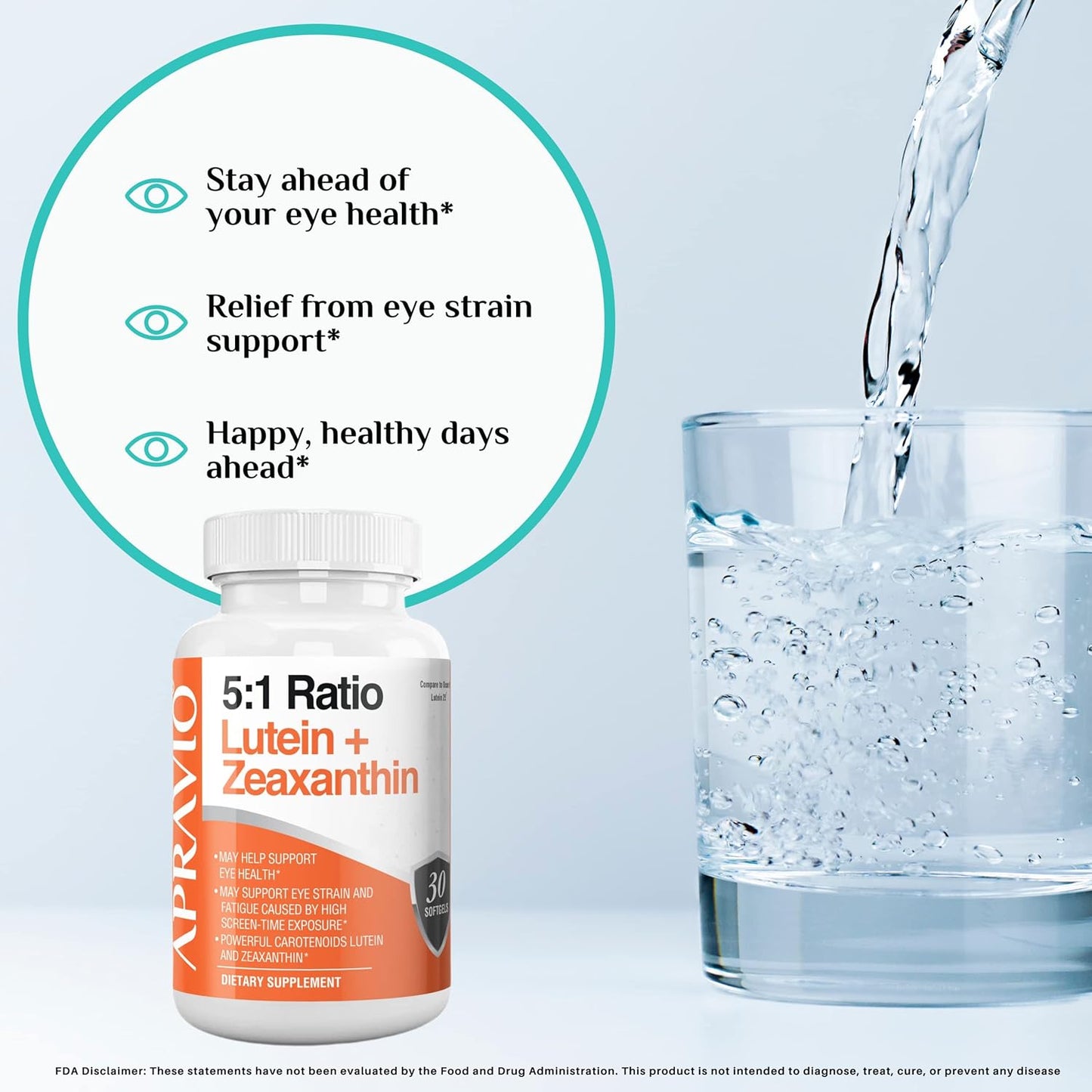 Eye Health Vitamins with Lutein & Zeaxanthin, Antioxidant-Rich Eye Supplements to Combat Blue Light & Eye Strain, 30 Softgels