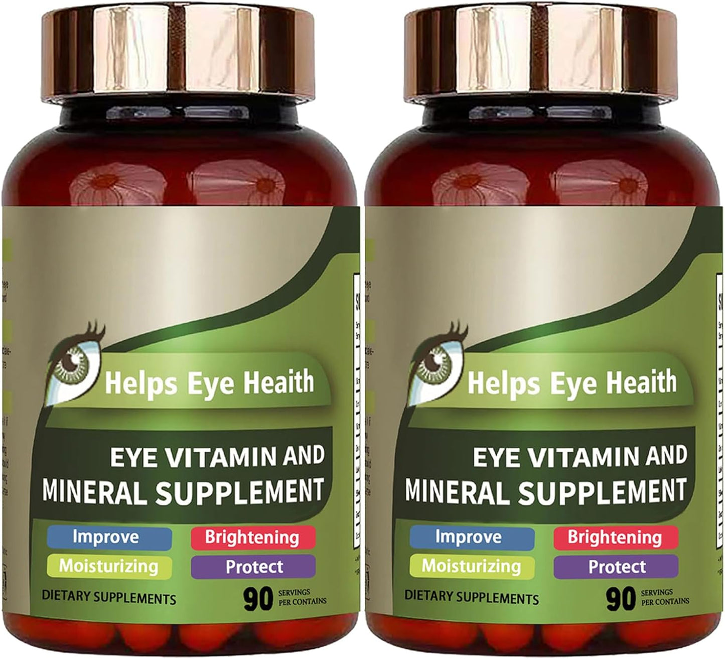 Eye Vitamin & Mineral Supplement with Lutein & Zeaxanthin for Adults - Supports Eye Strain & Vision Health - Vegan Eye Vitamins with Vitamins C & E - 90 Capsules (2 Pack)