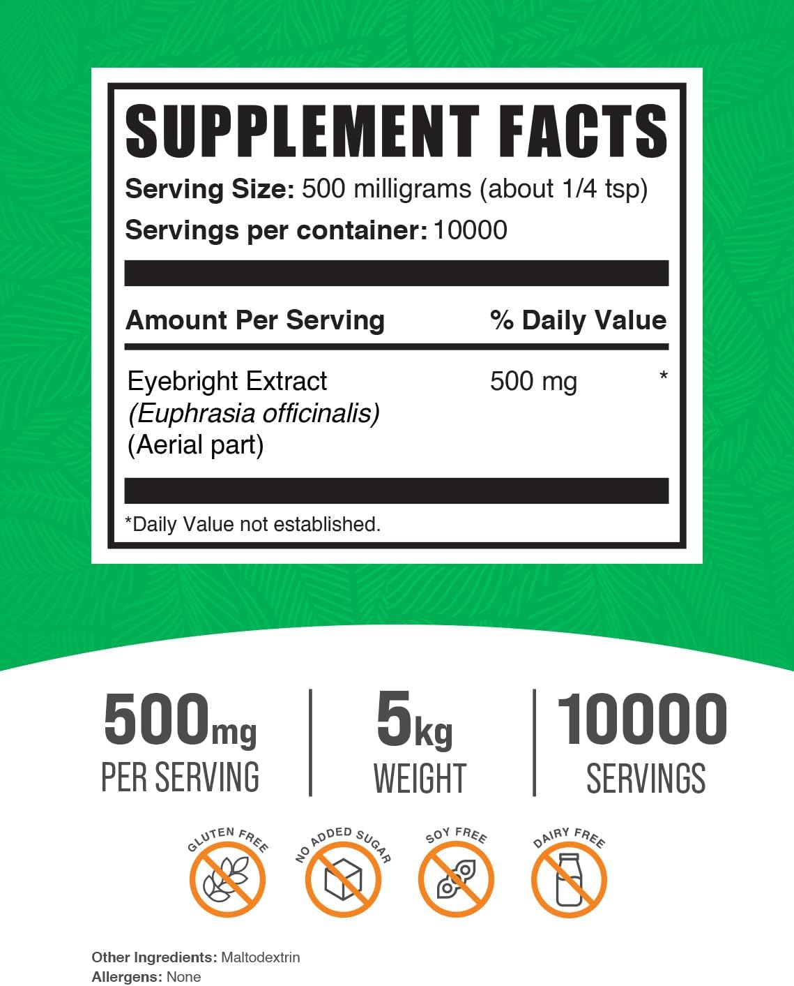 Eyebright Extract Powder for Eye Health - Bulk Eye Bright Herb Supplement (5kg/11lbs)
