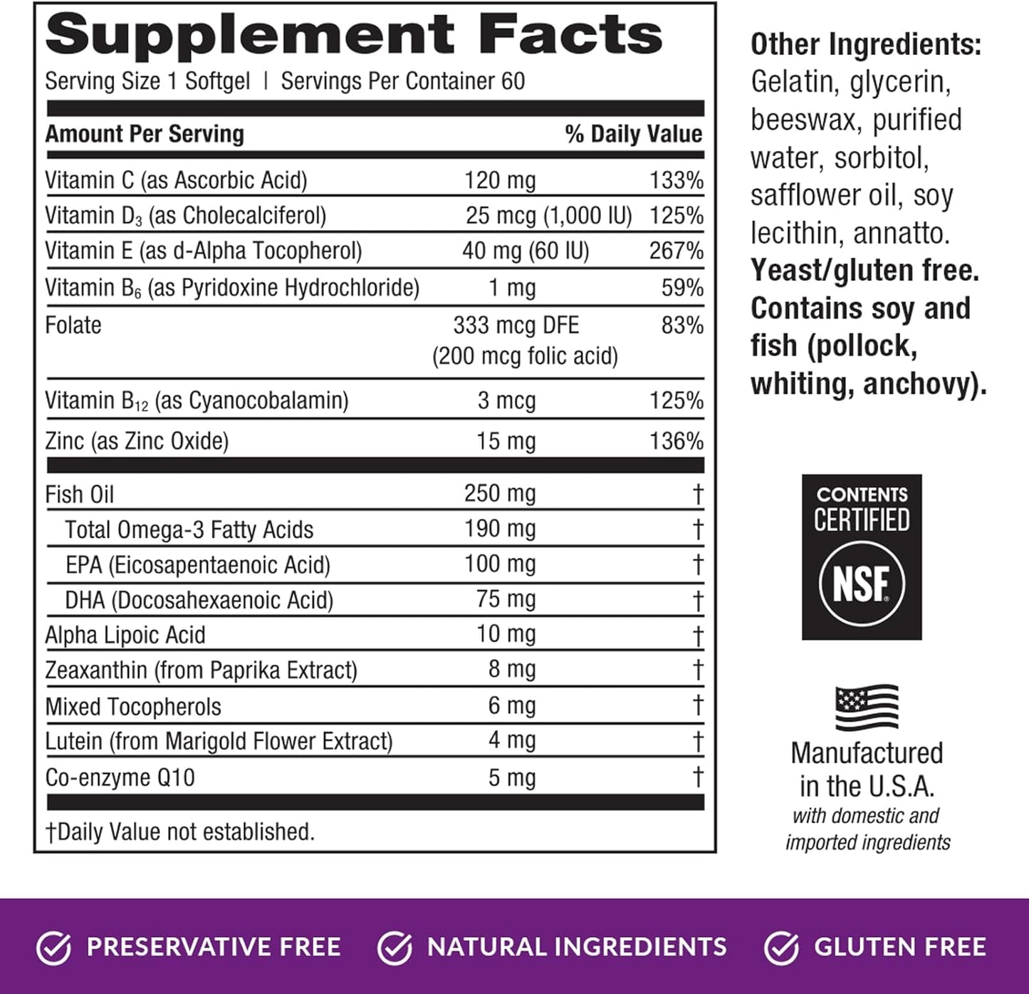 EyePromise Restore Softgel Capsules - 60 Count Eye Health Supplement with Lutein, Vitamin C, D, E, Omega-3 Fish Oil, Zeaxanthin.