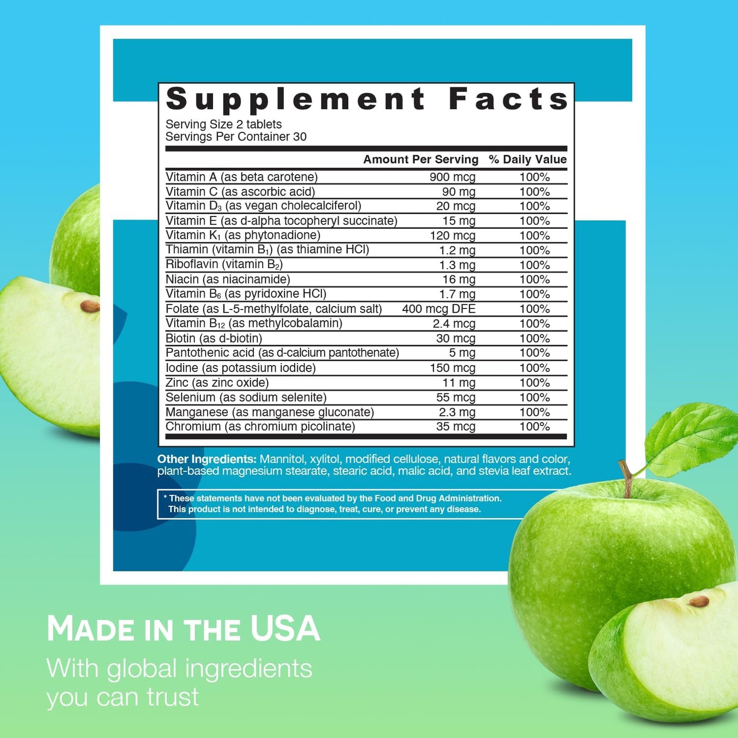 EZ Melts Dissolvable Multivitamin - Iron-Free with 18 Essential Nutrients, Sugar-Free Formula, 30-Day Supply