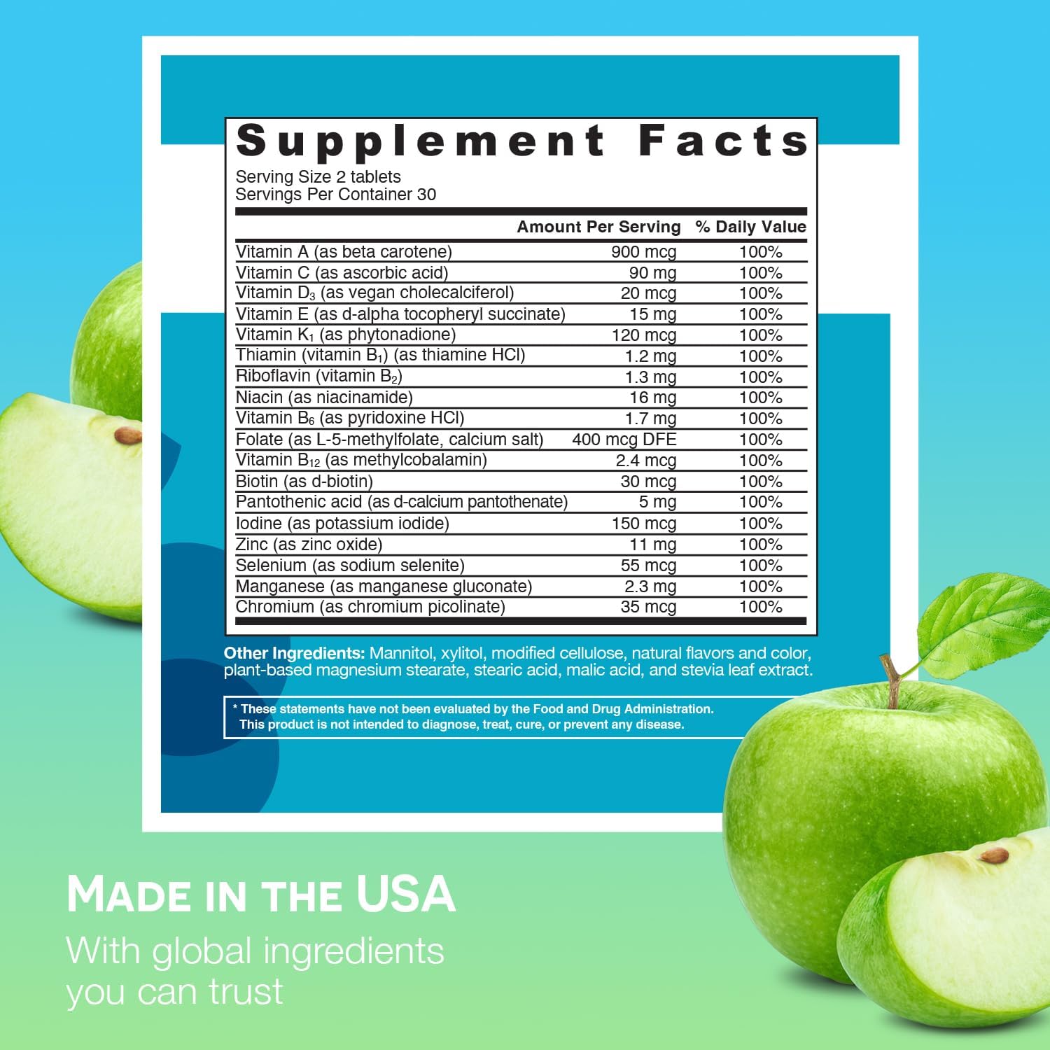 EZ Melts Dissolvable Multivitamin - Iron-Free with 18 Essential Nutrients, Sugar-Free Formula, 30-Day Supply