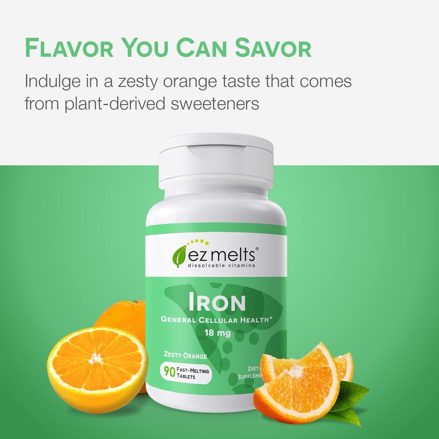 EZ Melts Iron 18 mg - Dissolvable, Sugar-Free Tablets for 3 Months