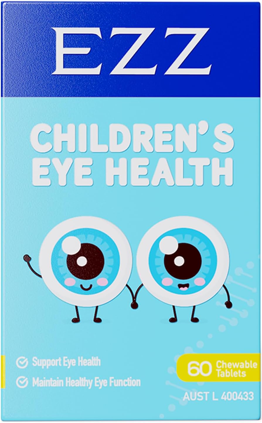 EZZ Children's Eye Health Supplement with Lutein and Zeaxanthin - Natural Formula for Visual Fatigue Relief and Improved Eyesight - 60 Chewable Tablets