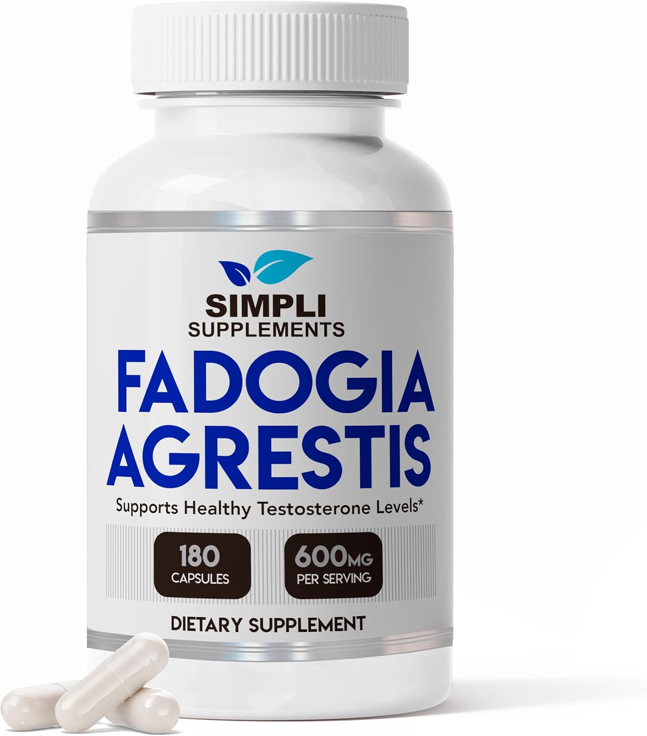 Fadogia Agrestis 600mg Supplement for Natural Testosterone Support - Boosts Muscle Growth, Energy, Drive, and Mood - Non-GMO, Vegan, Gluten-Free - 180 Capsules