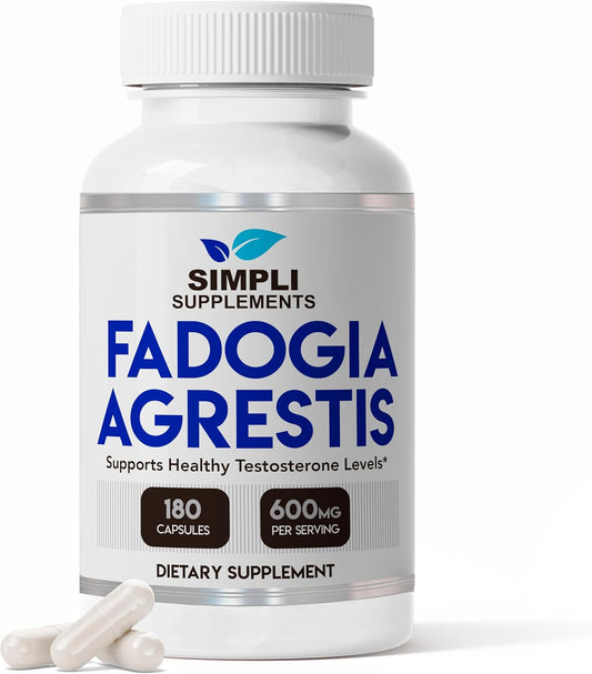 Fadogia Agrestis 600mg Supplement for Natural Testosterone Support - Boosts Muscle Growth, Energy, Drive, and Mood - Non-GMO, Vegan, Gluten-Free - 180 Capsules