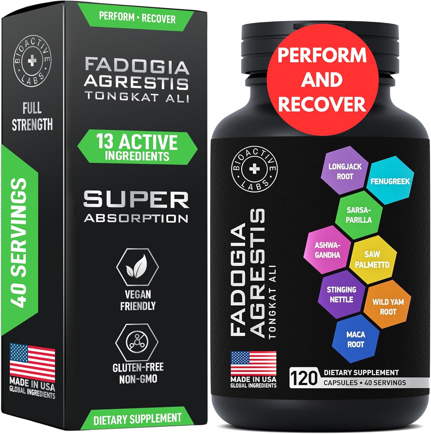 Fadogia Agrestis and Tongkat Ali Supplement for Men and Women - Performance, Drive, Strength - 120 Capsules