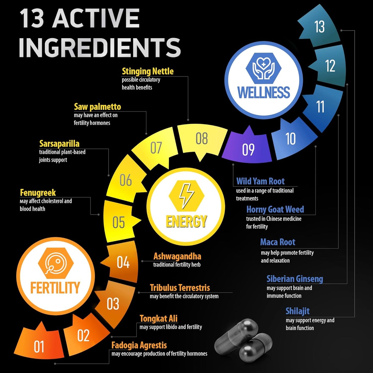 Fadogia Agrestis and Tongkat Ali Supplement for Men and Women - Performance, Drive, Strength - 120 Capsules