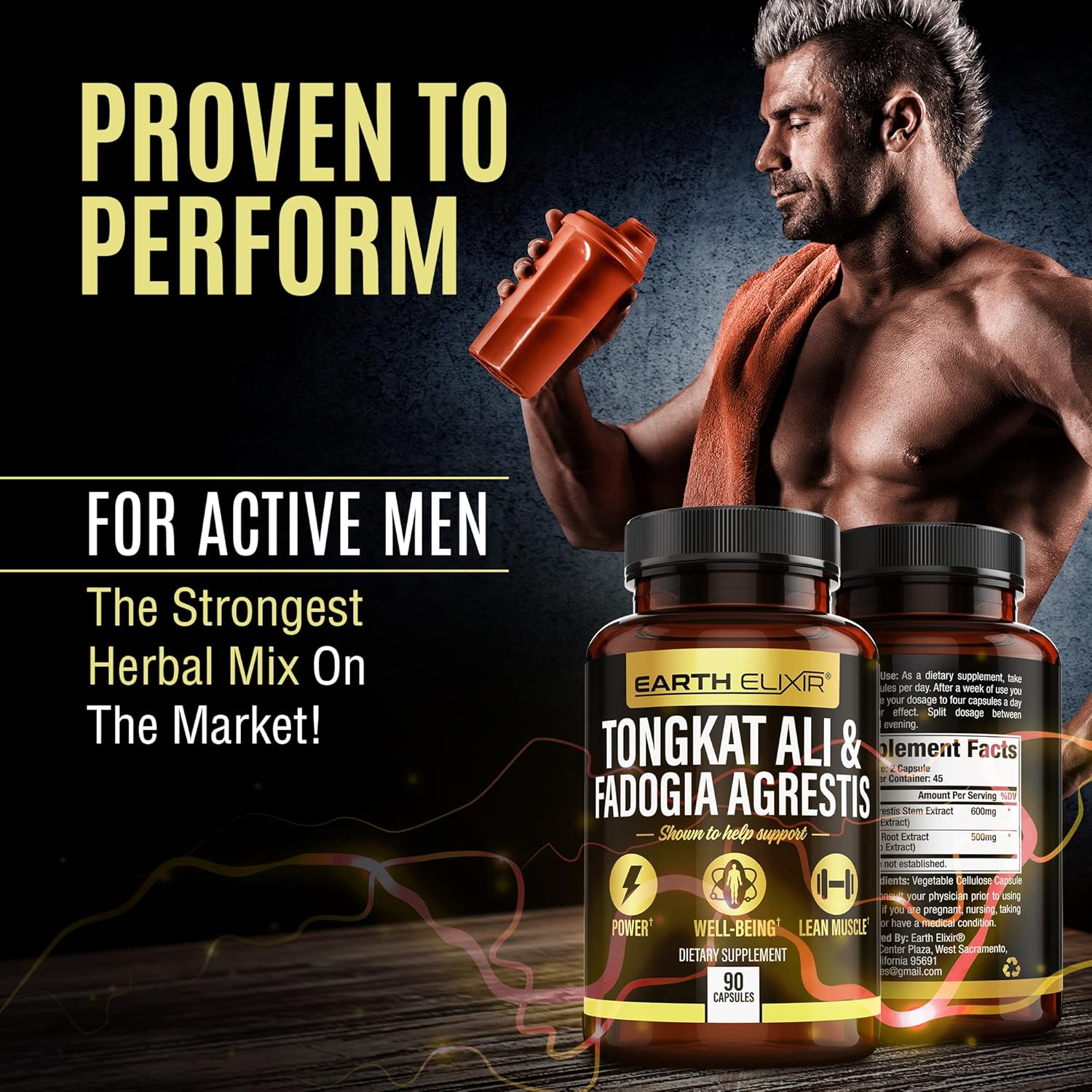 Fadogia Agrestis, Tongkat Ali, Turkesterone, Ecdysterone Supplements Bundle - 180 Capsules