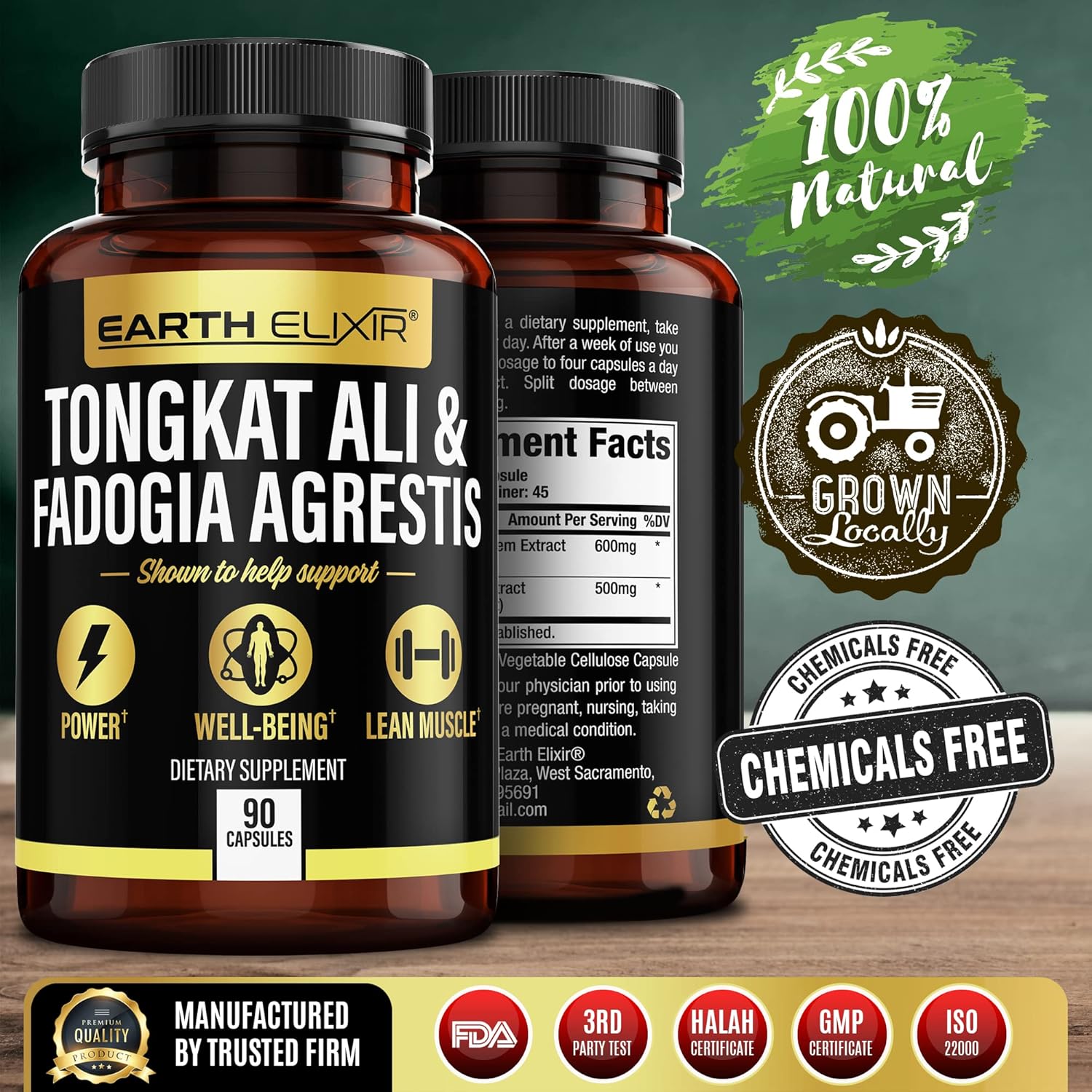 Fadogia Agrestis, Tongkat Ali, Turkesterone, Ecdysterone Supplements Bundle - 180 Capsules