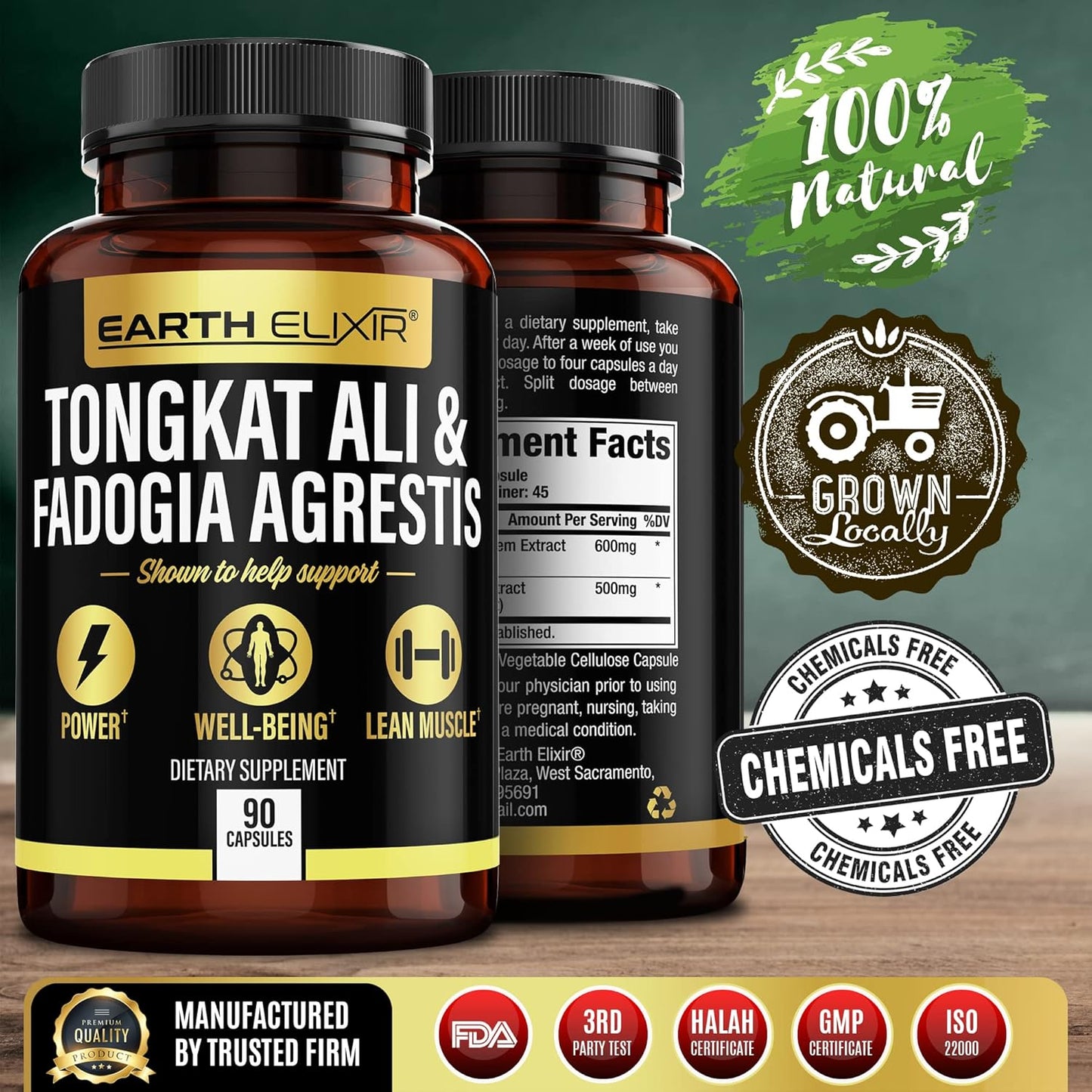 Fadogia Agrestis, Tongkat Ali, Turkesterone, Ecdysterone Supplements Bundle - 180 Capsules