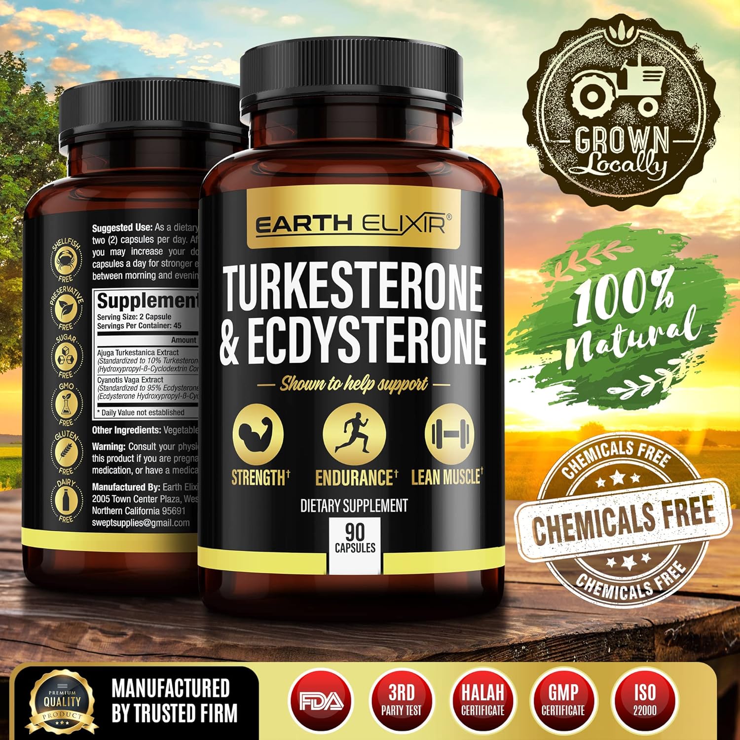 Fadogia Agrestis, Tongkat Ali, Turkesterone, Ecdysterone Supplements Bundle - 180 Capsules