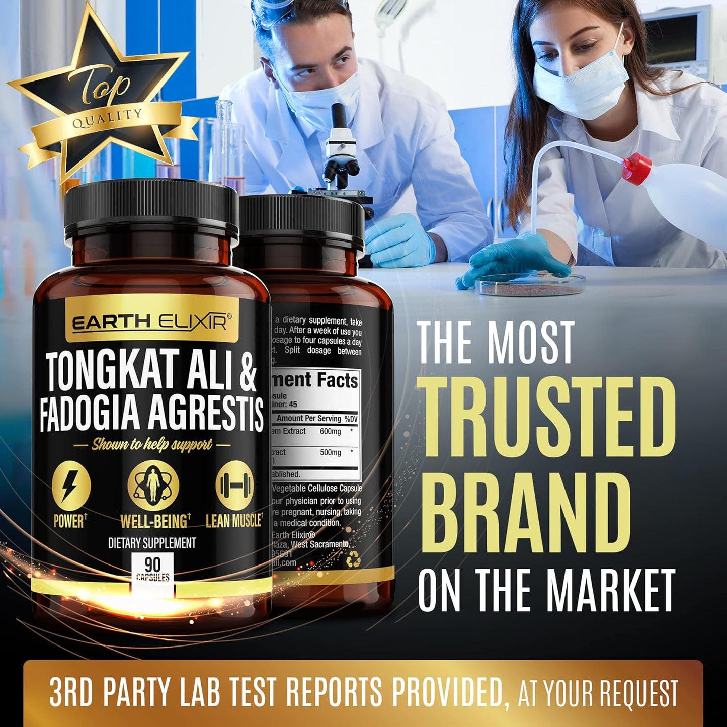 Fadogia Agrestis, Tongkat Ali, Turkesterone, Ecdysterone Supplements Bundle - 180 Capsules