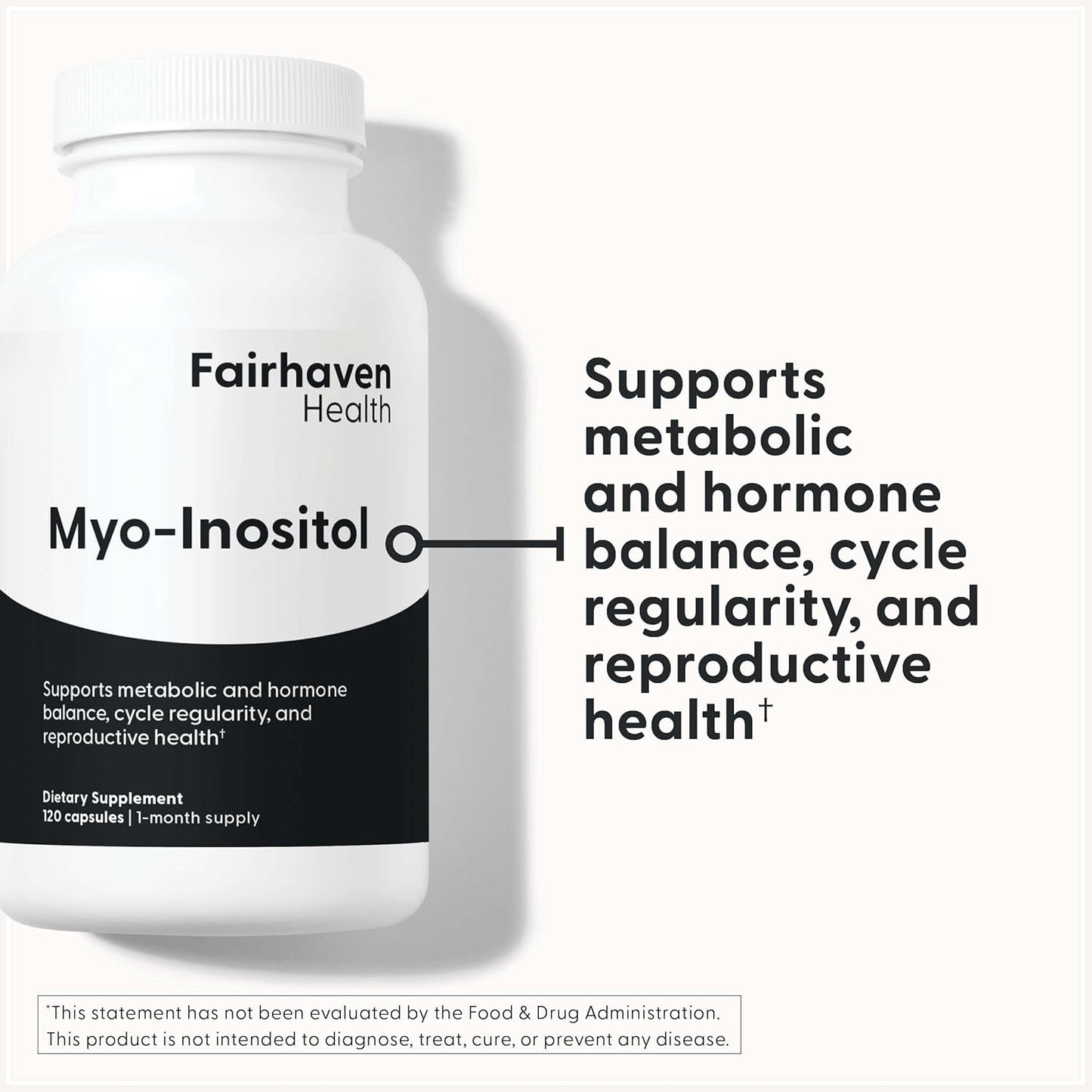 Fairhaven Health Myo-Inositol Supplement 2000mg | Vitamin B8 for Women | Vegan Inositol Capsules | 120 Count