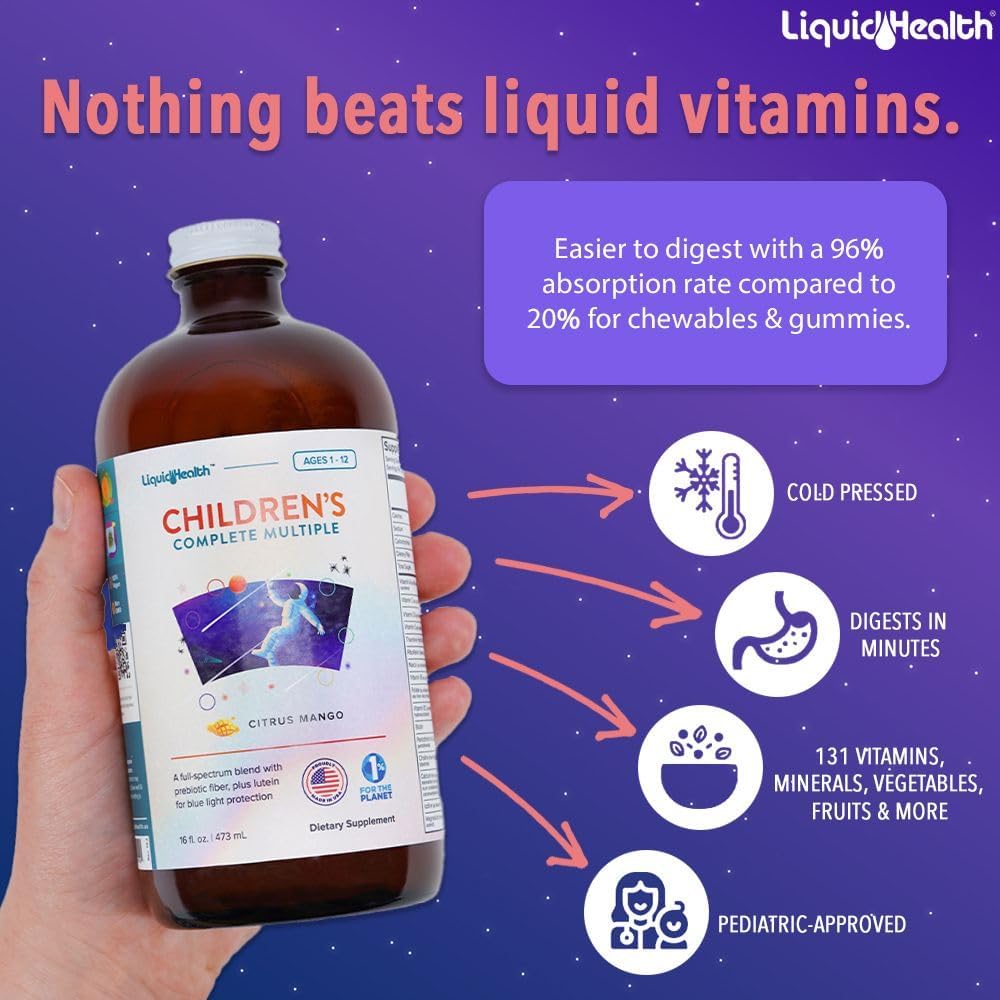 Family Bundle: LiquidHealth Adult & Children's Complete Multiple Daily Liquid Multivitamin - Immune Support & Whole Foods - Vegan, Non-GMO, Gluten-free