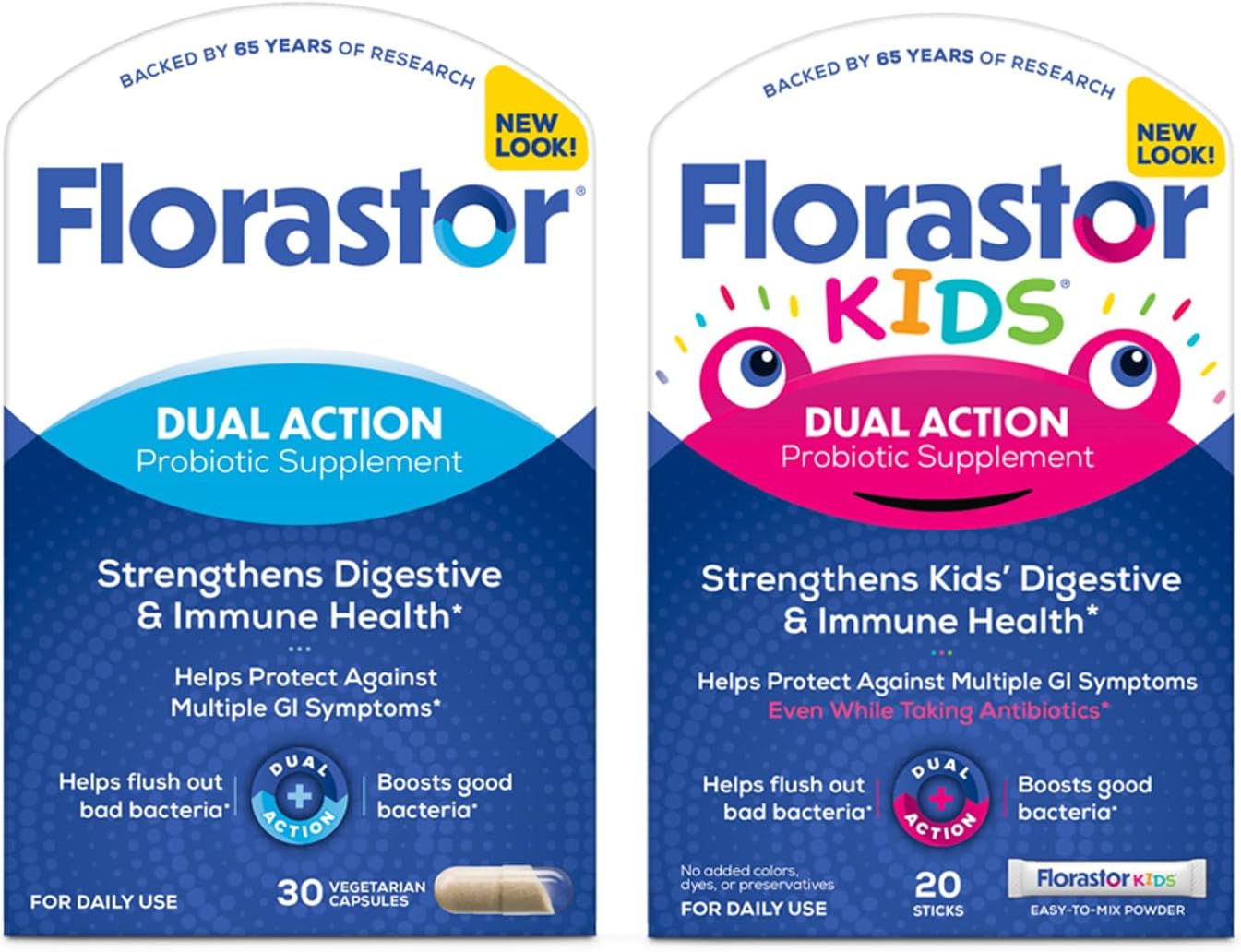 Family Probiotic Bundle: 30 ct. Digestive + Immune Health Probiotic & 20 ct Kids Daily Probiotic - Unflavored Powder Sticks - Promote Good Bacteria & Eliminate Bad