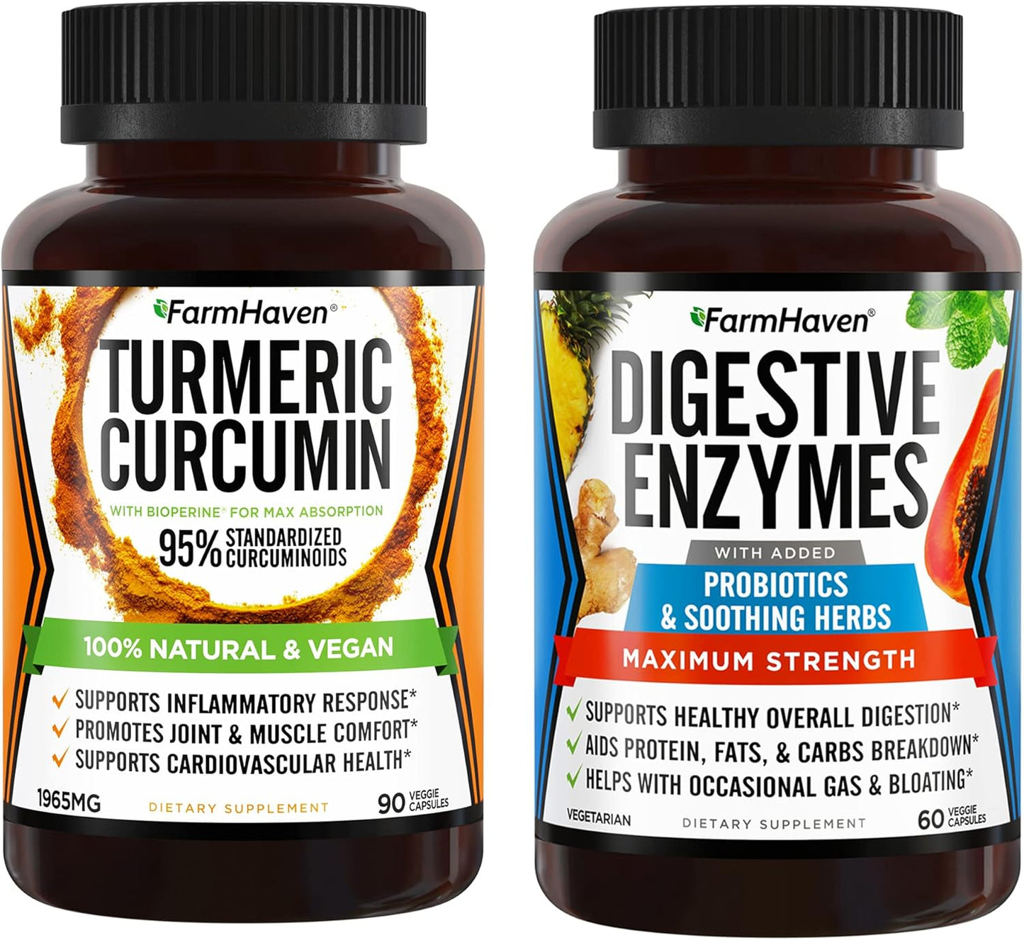 FarmHaven Turmeric Curcumin Capsules with Black Pepper, Digestive Enzymes, Probiotics, and Herbs for Ultimate Wellness